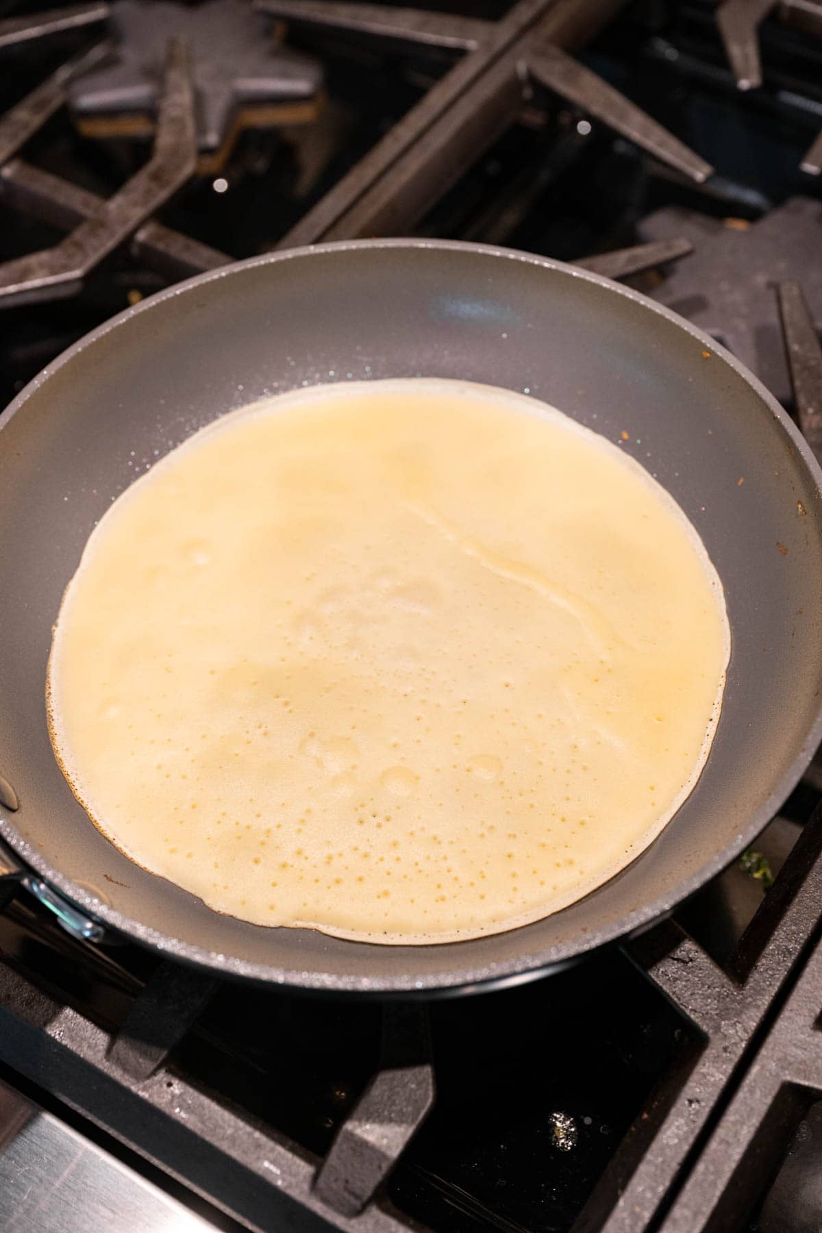 Easy Crepes batter in pan