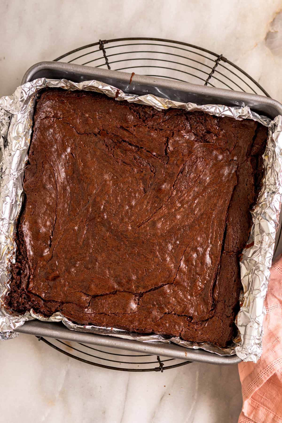 Flourless Brownies batter in baking pan