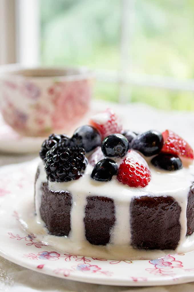 old cake with berries