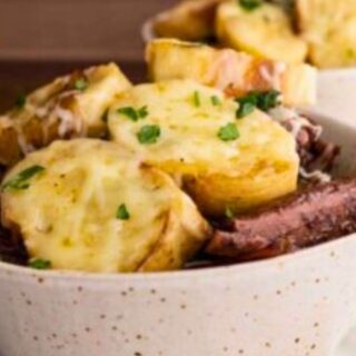 Pot roast with with bread topping