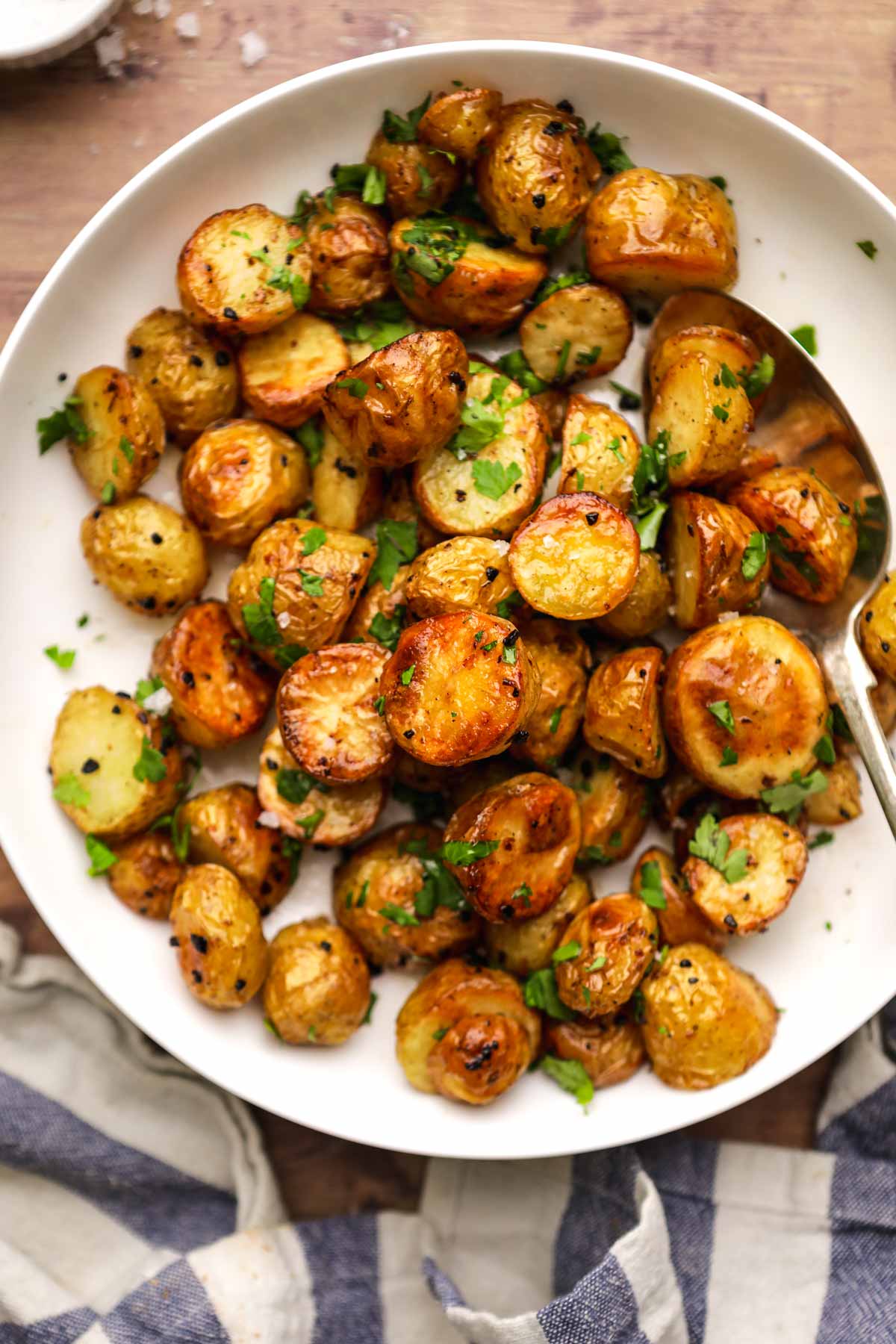 Garlic Butter Roasted Potatoes on serving plate