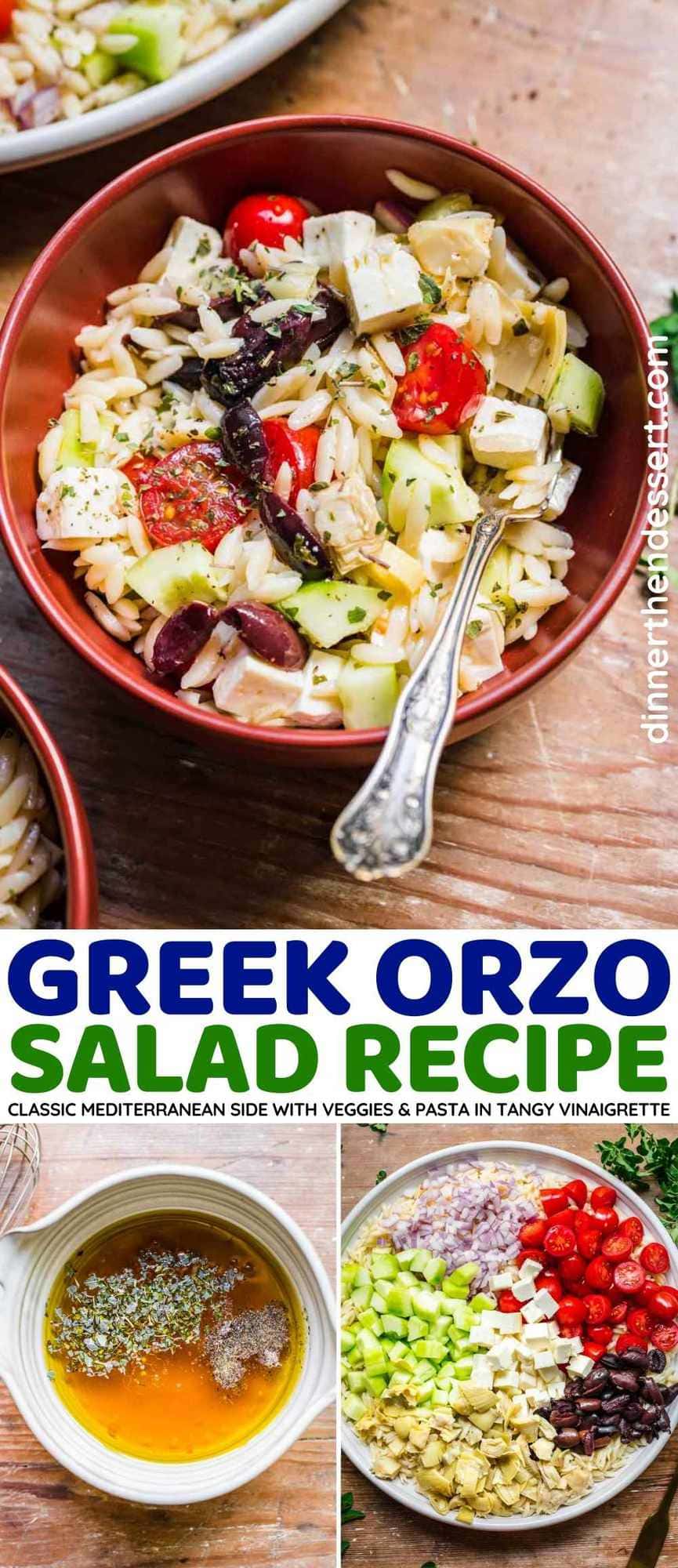 Greek Orzo Salad collage