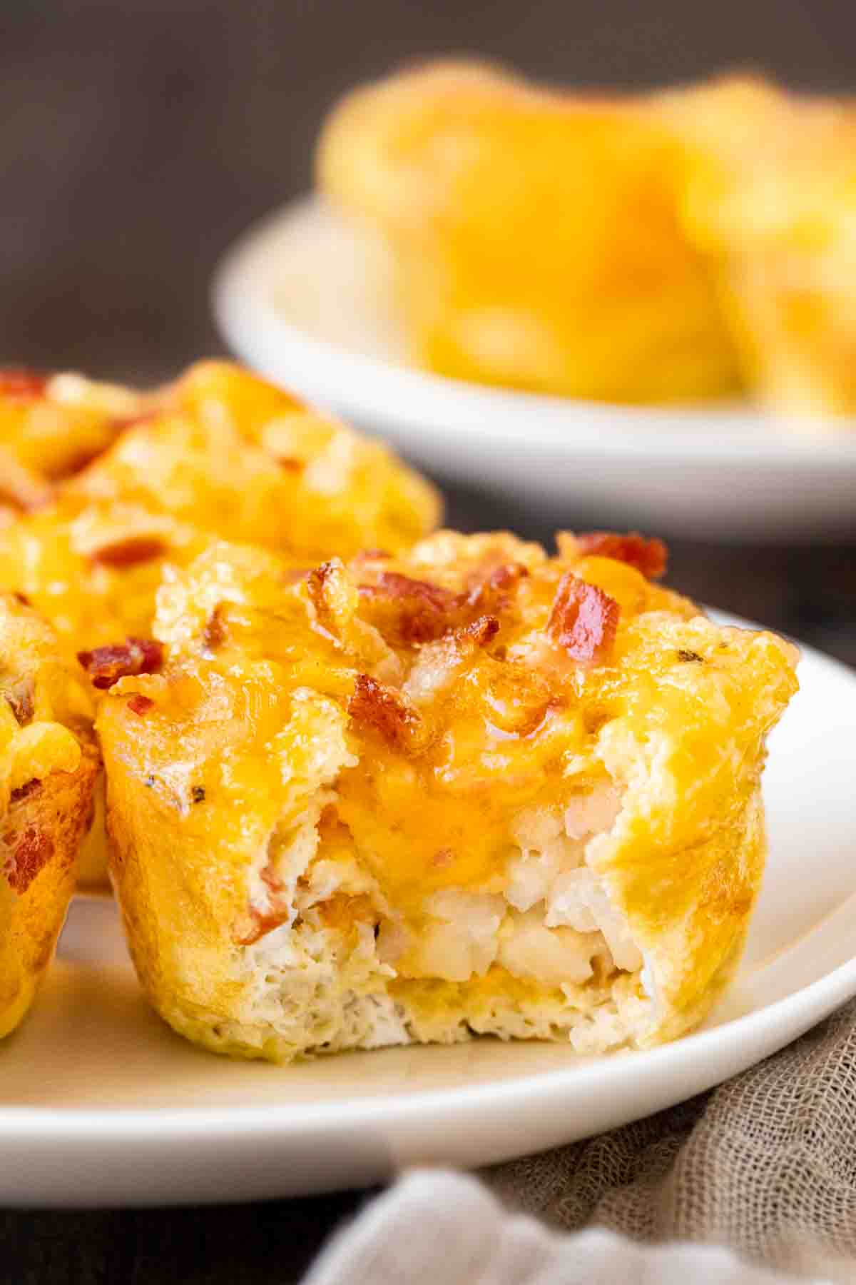 Hash Brown Egg Cups on serving plate showing interior