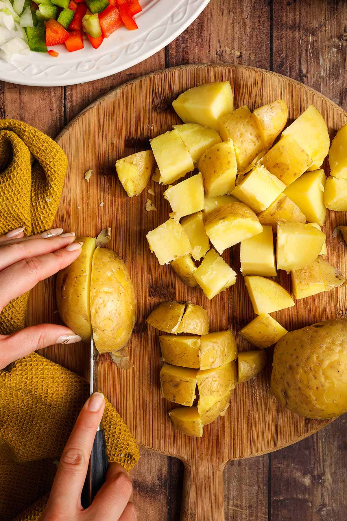 Home Fried Potatoes chopping potatoes