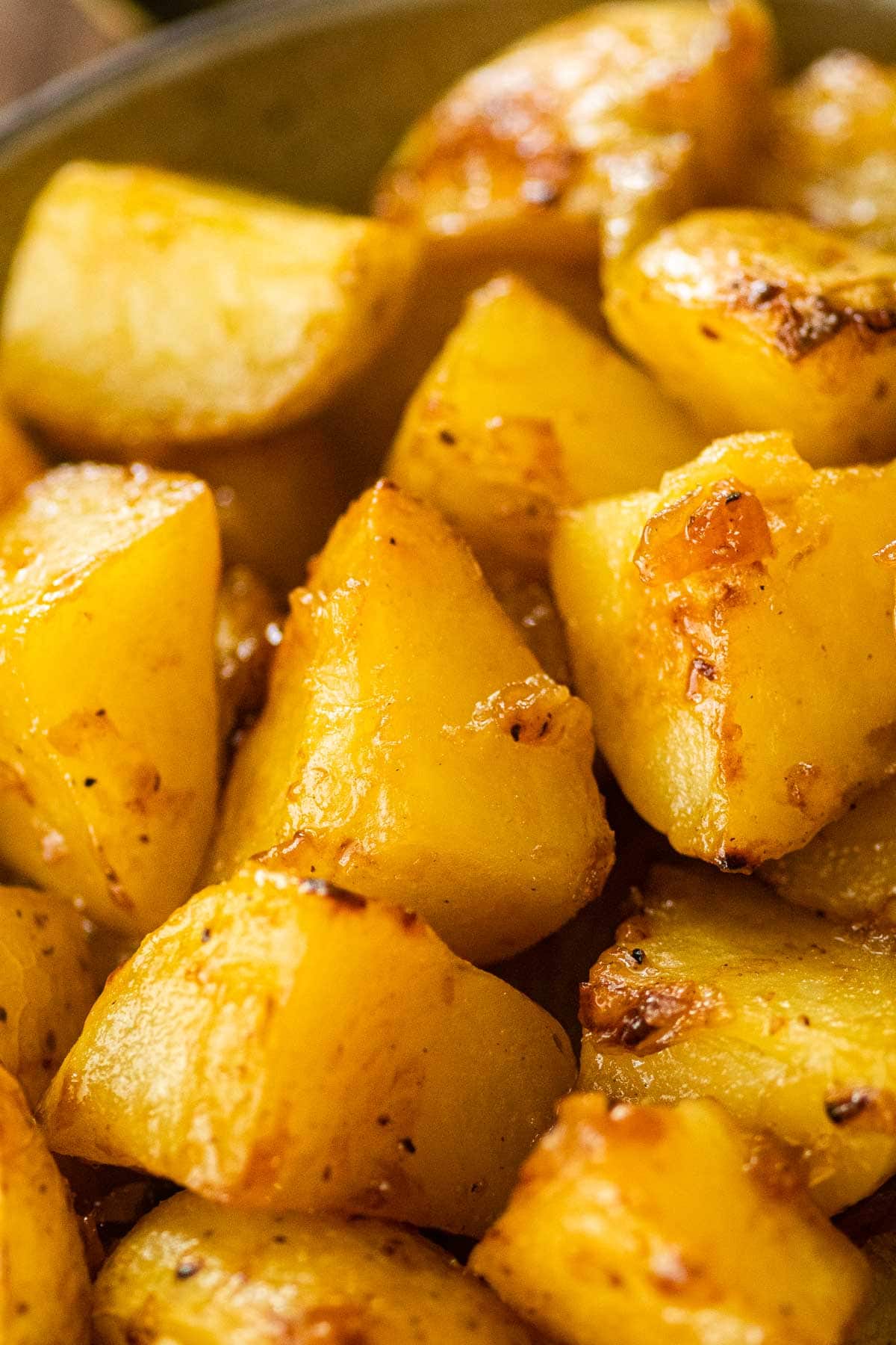 Honey Mustard Roasted Potatoes closeup in serving bowl