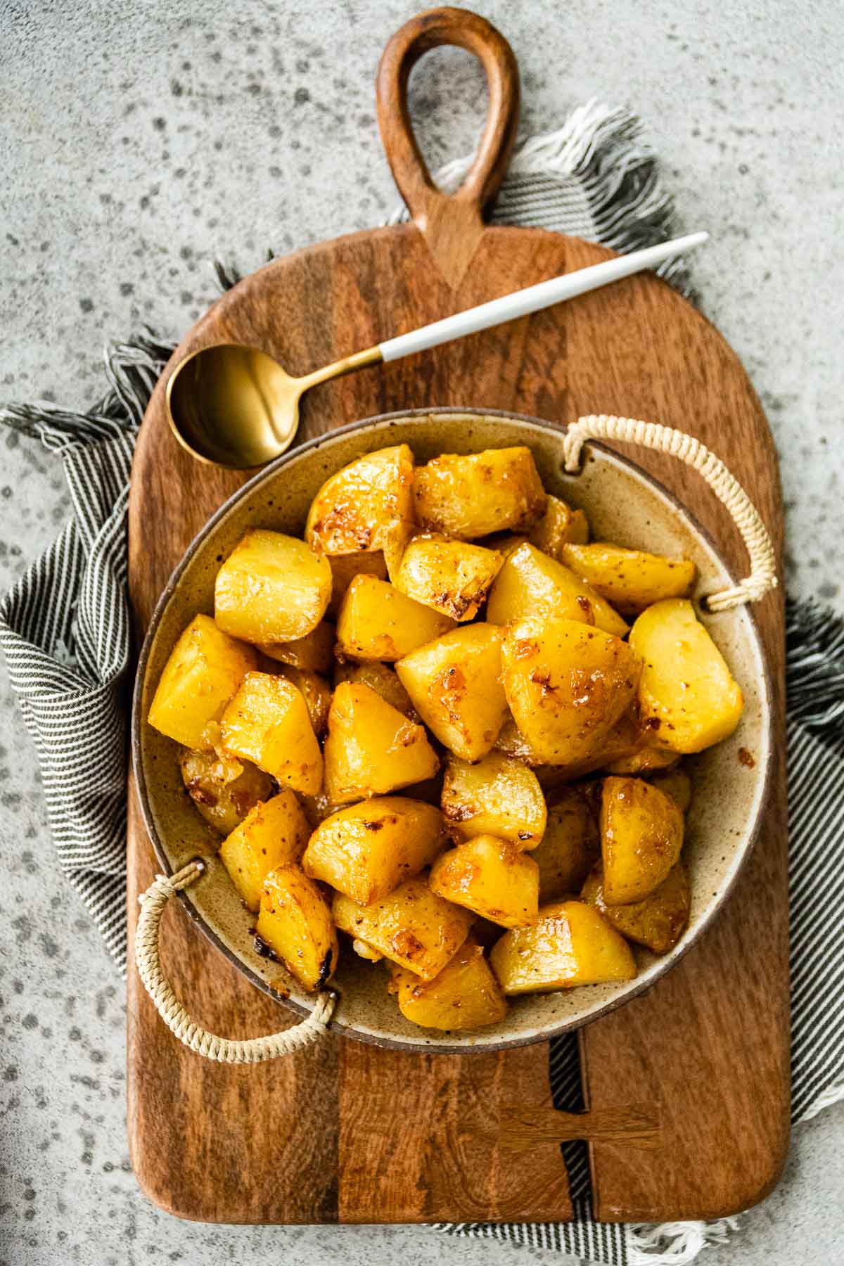 Honey Mustard Roasted Potatoes in serving bowl