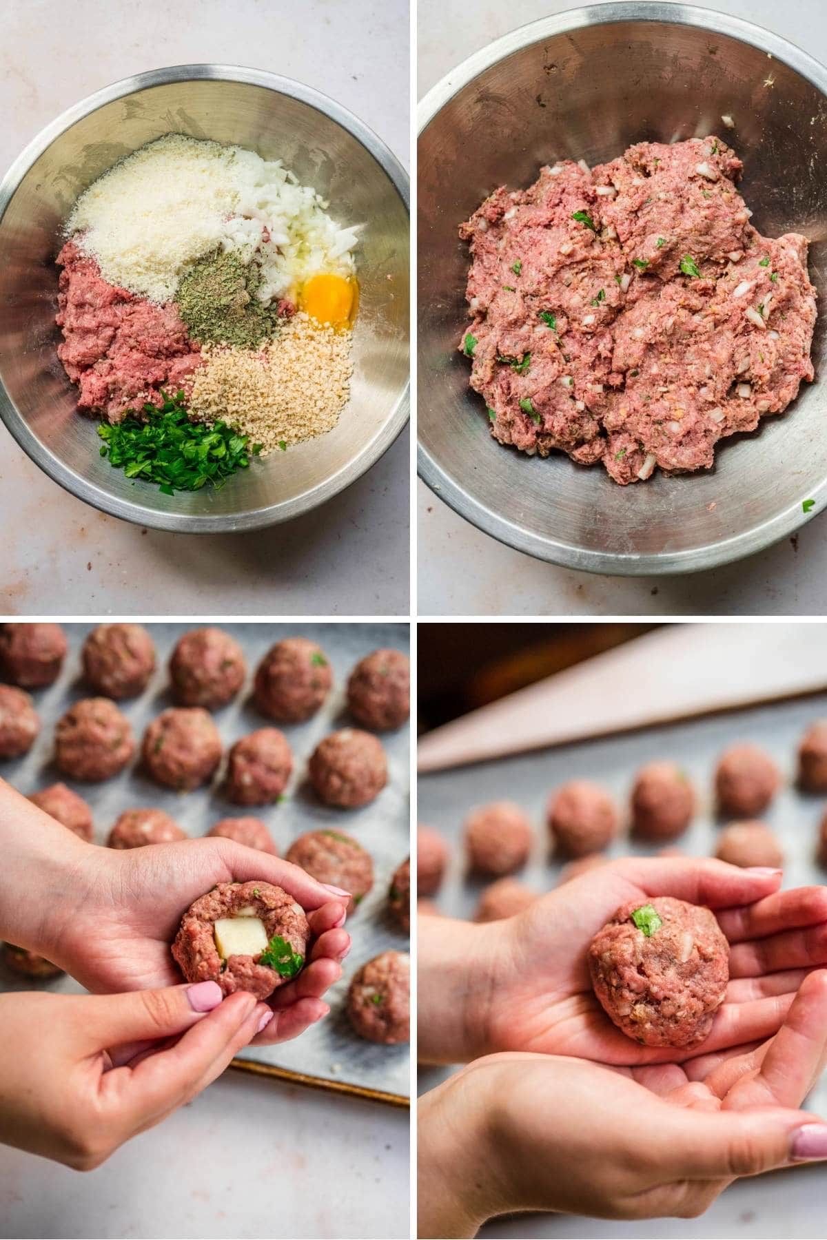 Mozzarella Stuffed Meatballs collage