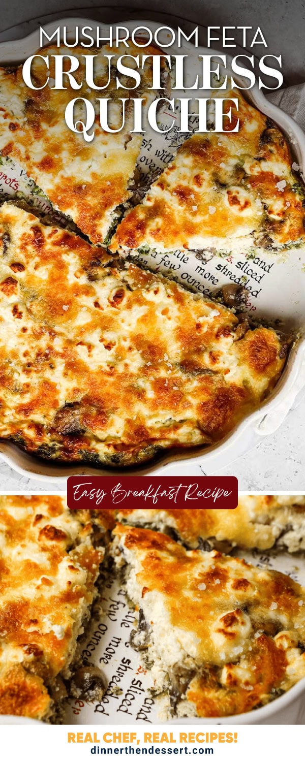 Pin pic for mushroom feta crustless quiche