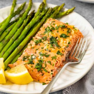 Oven Baked Salmon on serving plate 1x1