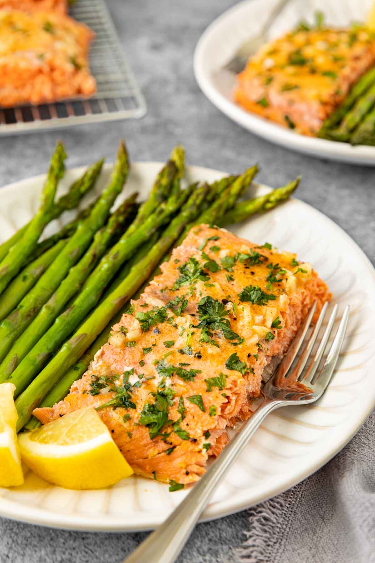 Oven Baked Salmon on serving plate