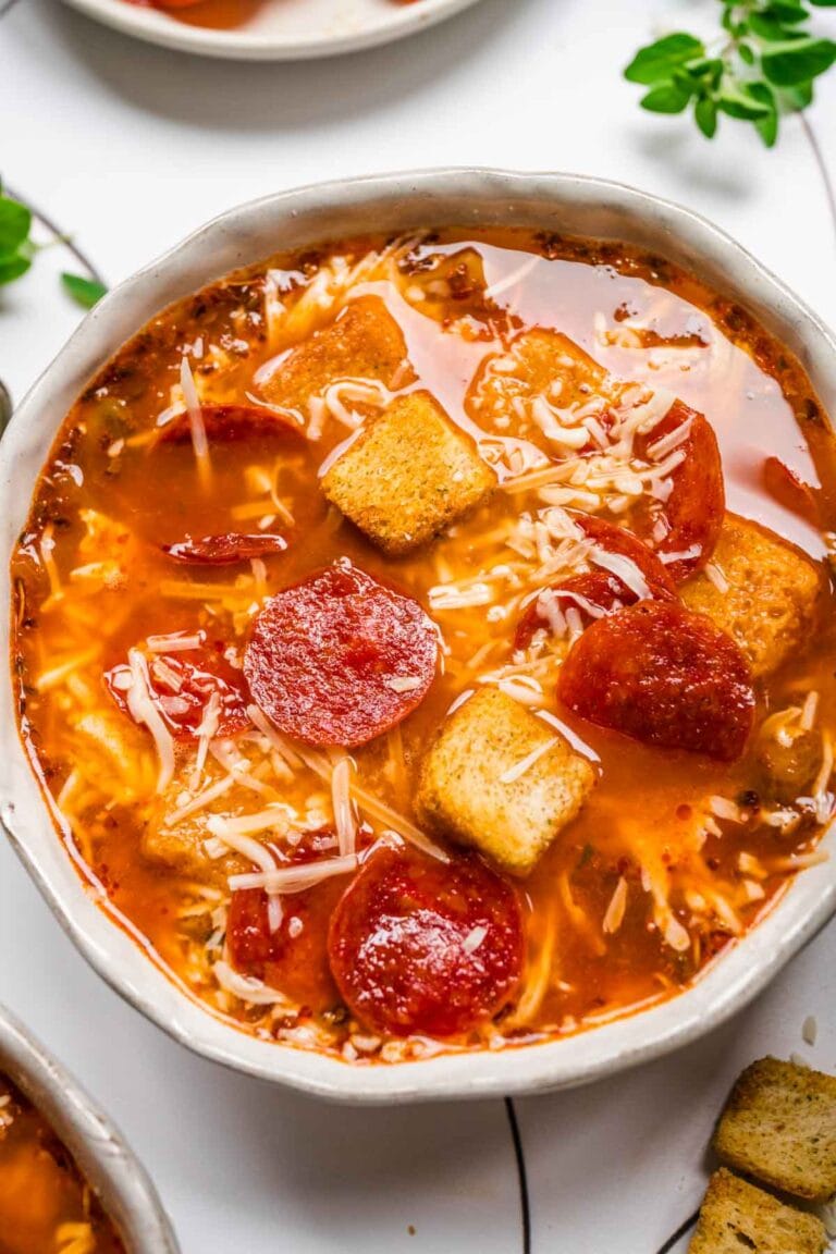 Pepperoni Pizza Soup Recipe Dinner, then Dessert
