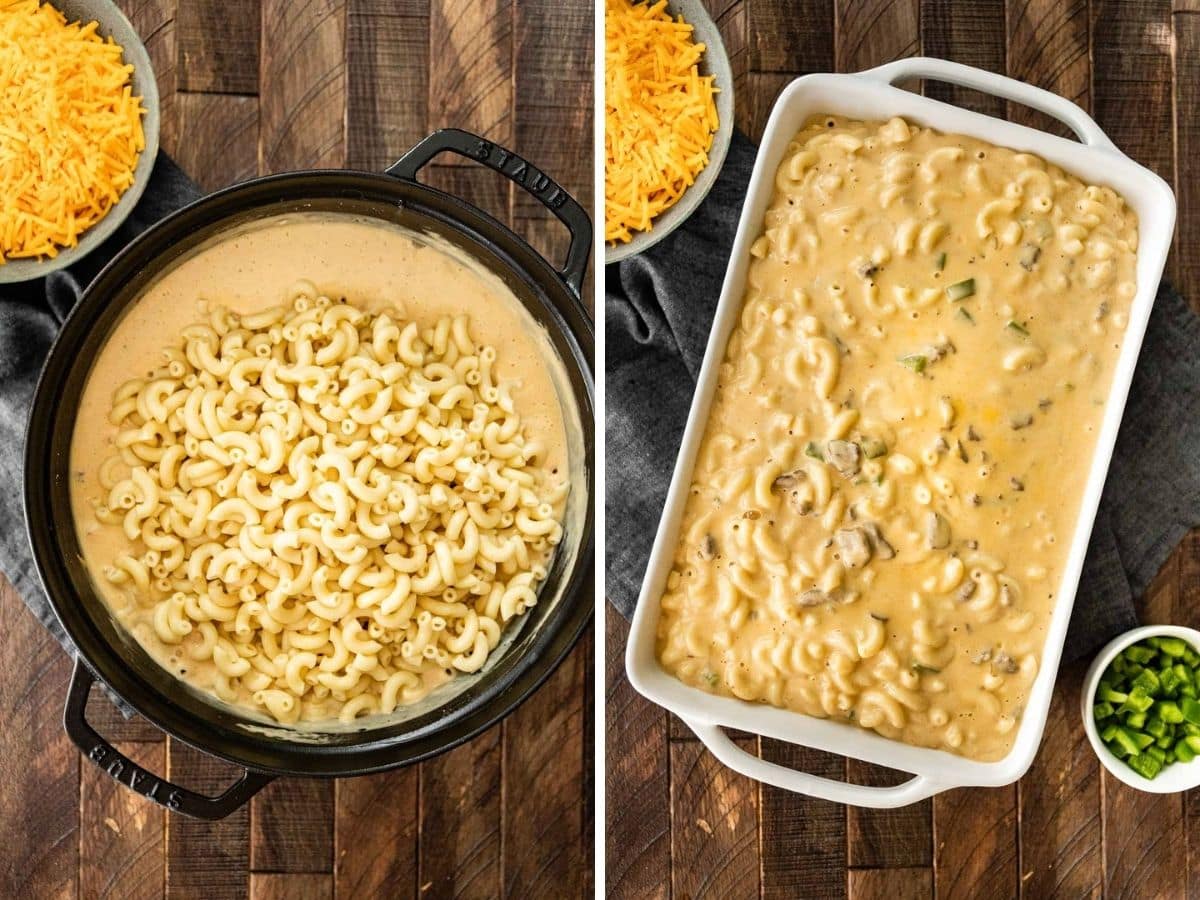 Philly Cheesesteak Mac and Cheese collage