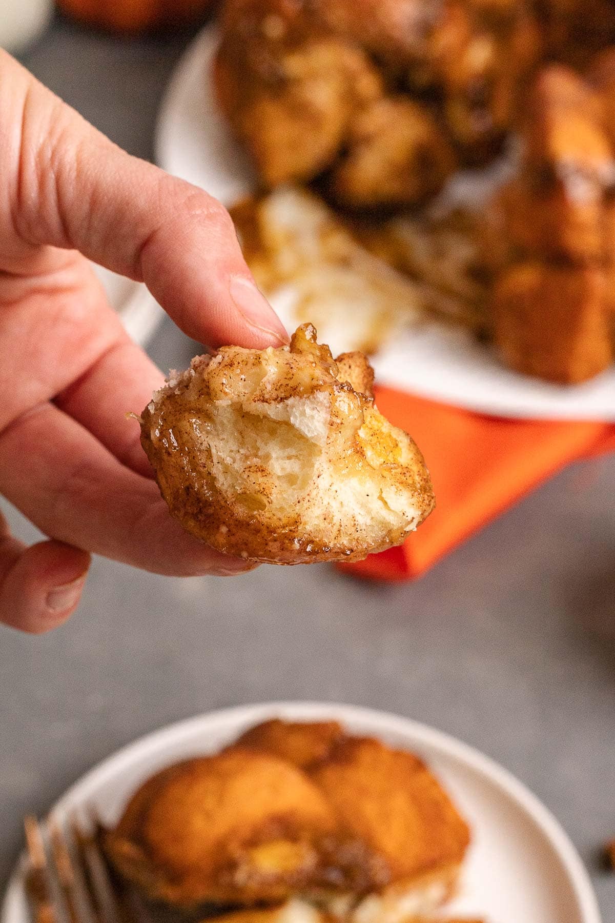 Pumpkin Spice Monkey Bread in hand