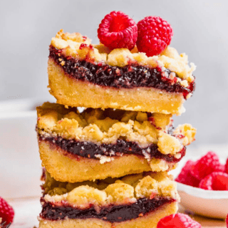 slices of berry butter cookies stacked on one another