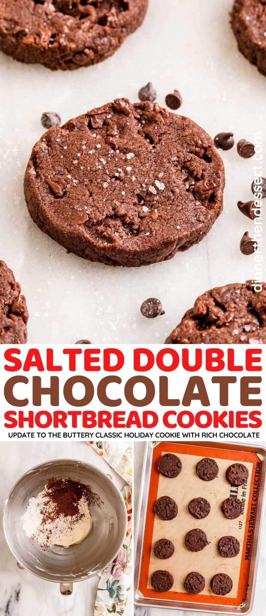 Salted Double Chocolate Shortbread Cookie collage
