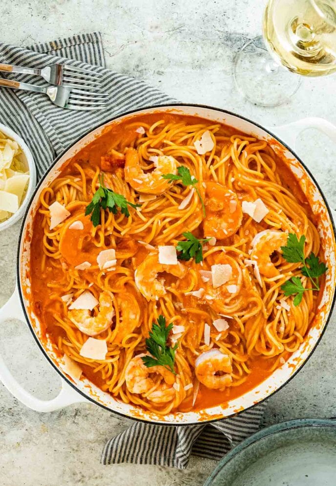 Easy Shrimp Vodka Sauce Pasta Recipe - Dinner, then Dessert