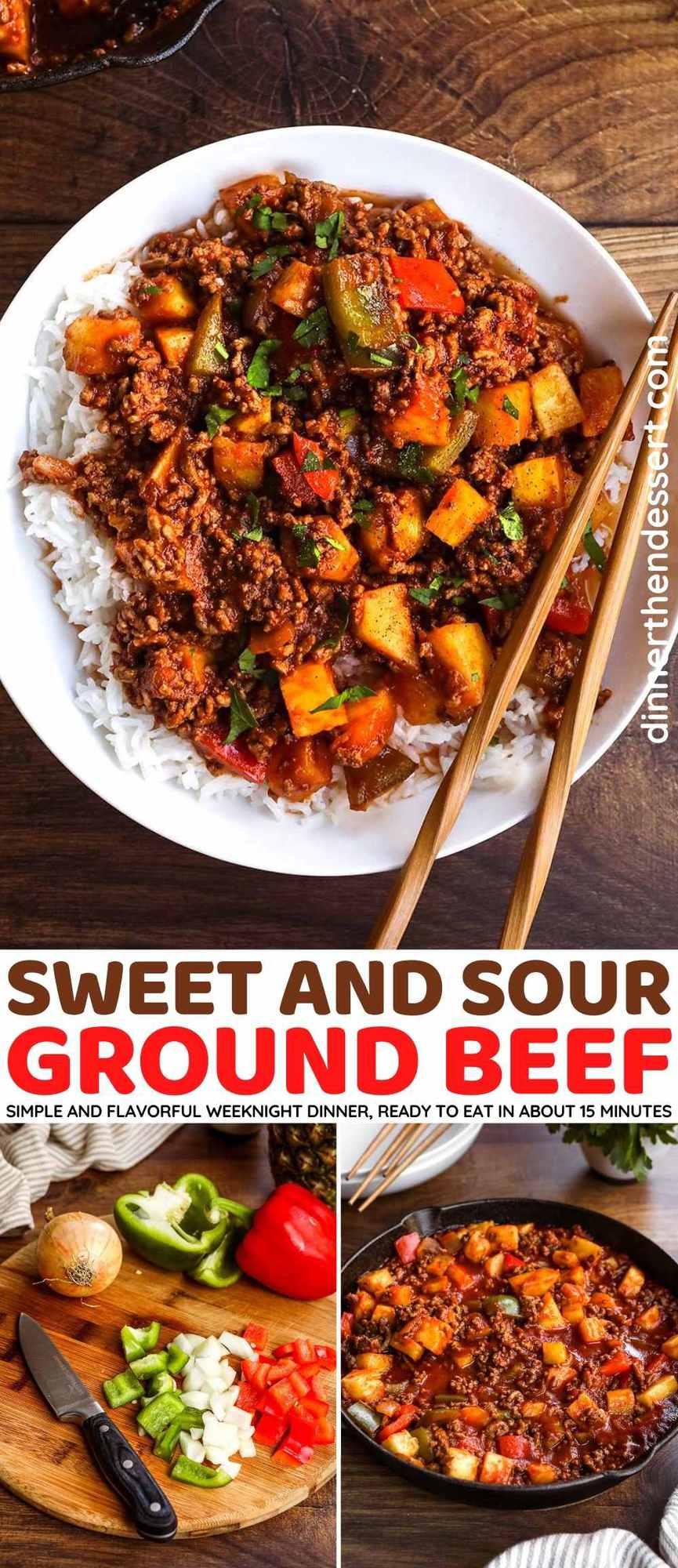 Sweet and Sour Ground Beef collage