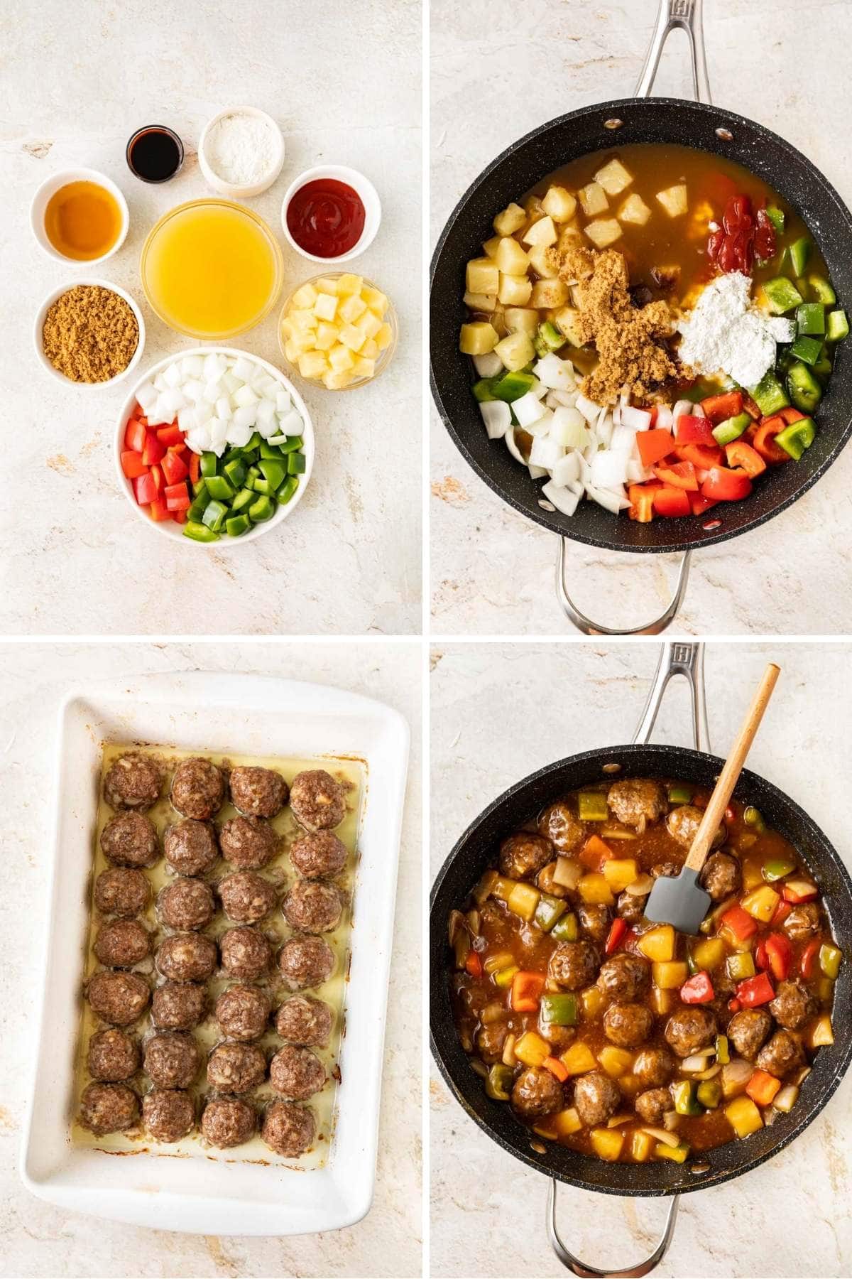 Sweet and Sour Meatballs collage