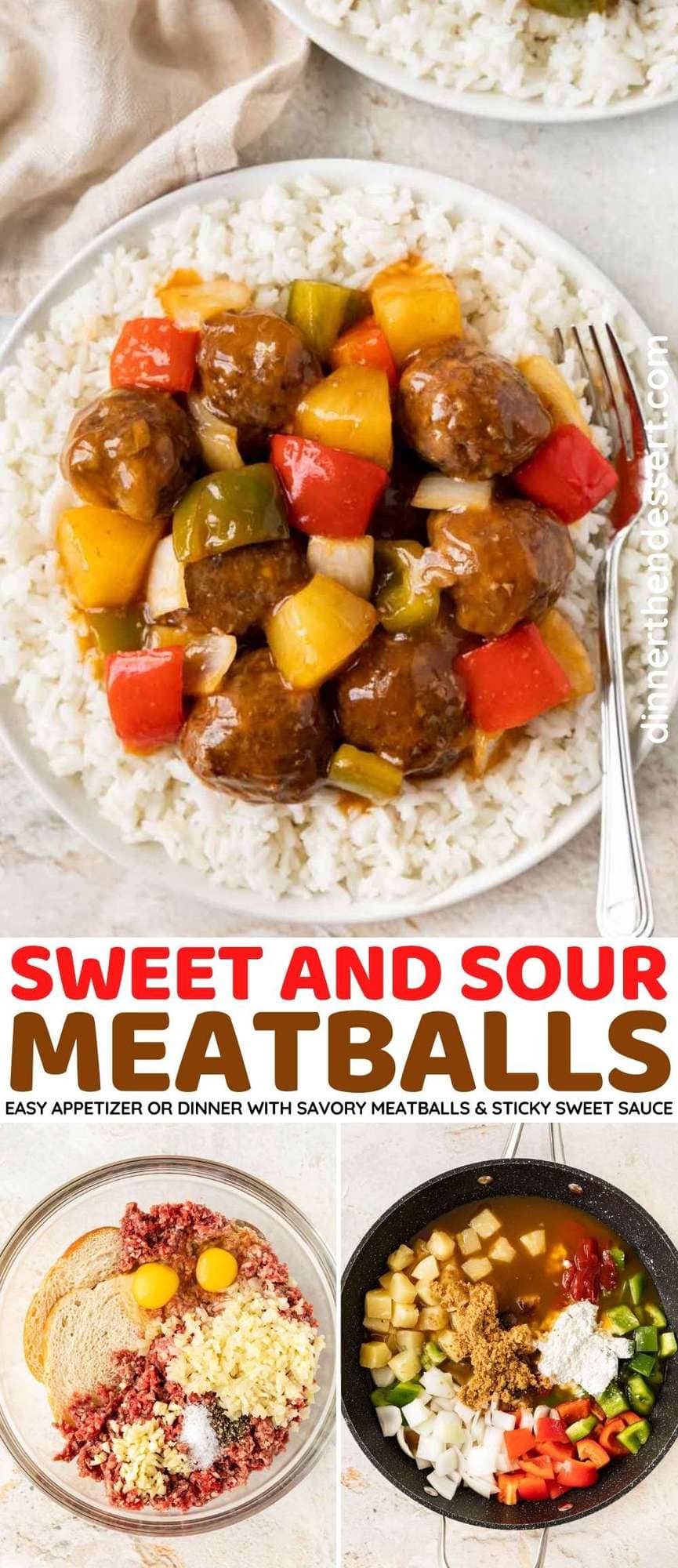Sweet and Sour Meatballs collage