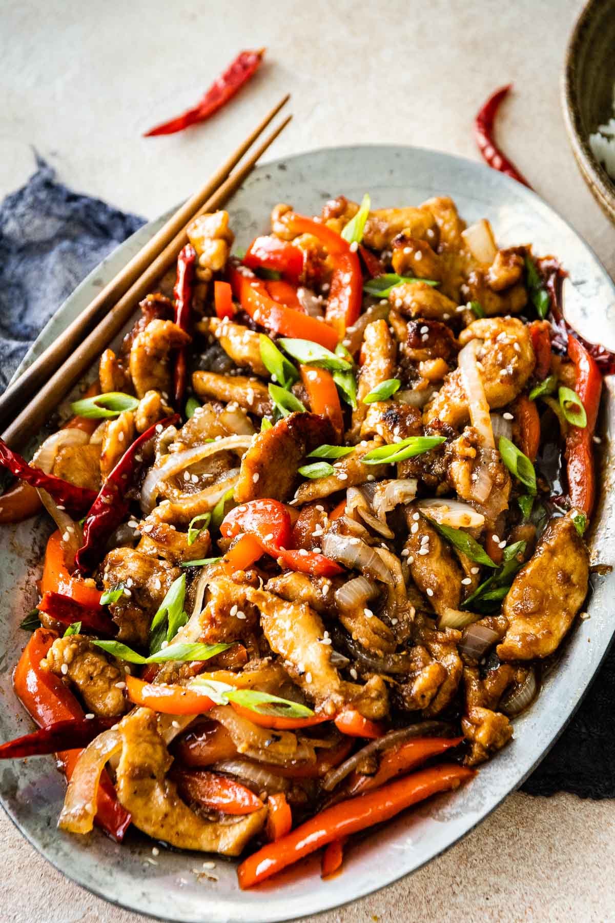 Szechuan Chicken on serving platter