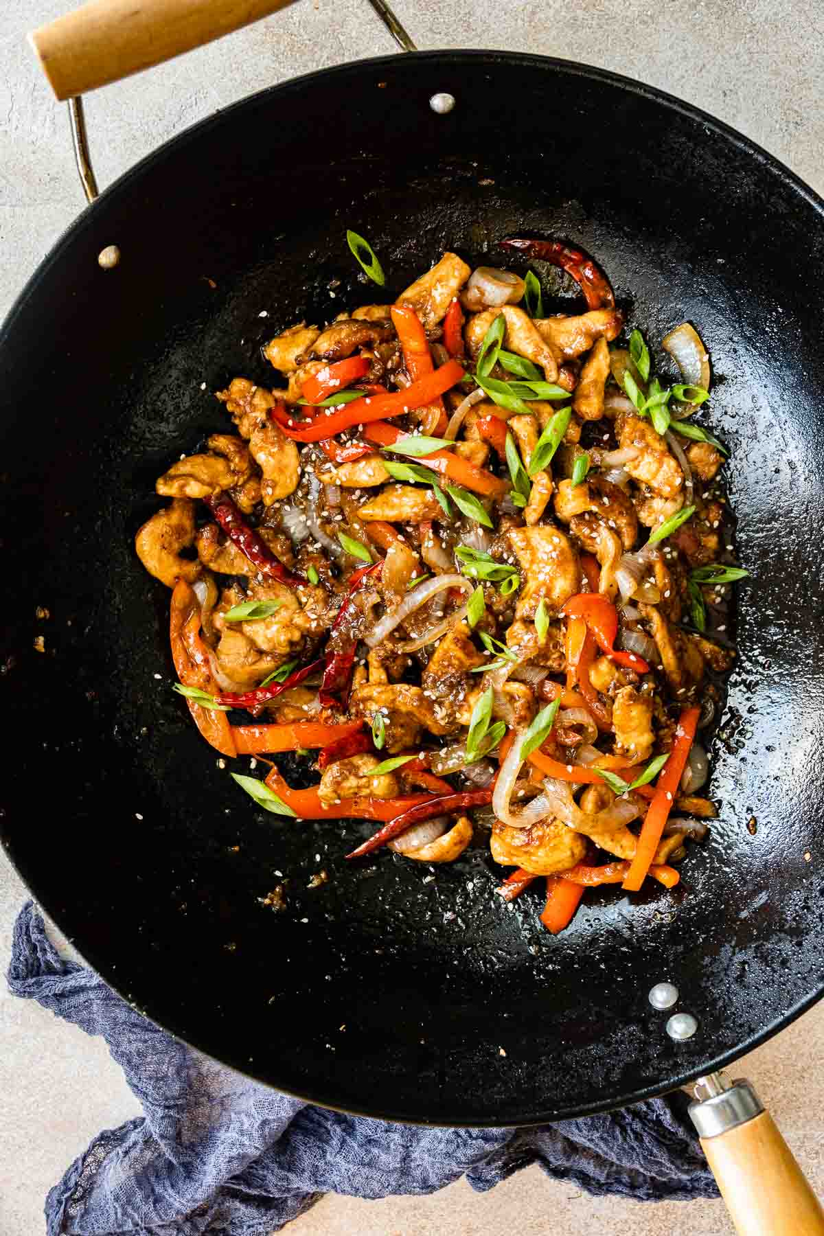 Szechuan Chicken in wok