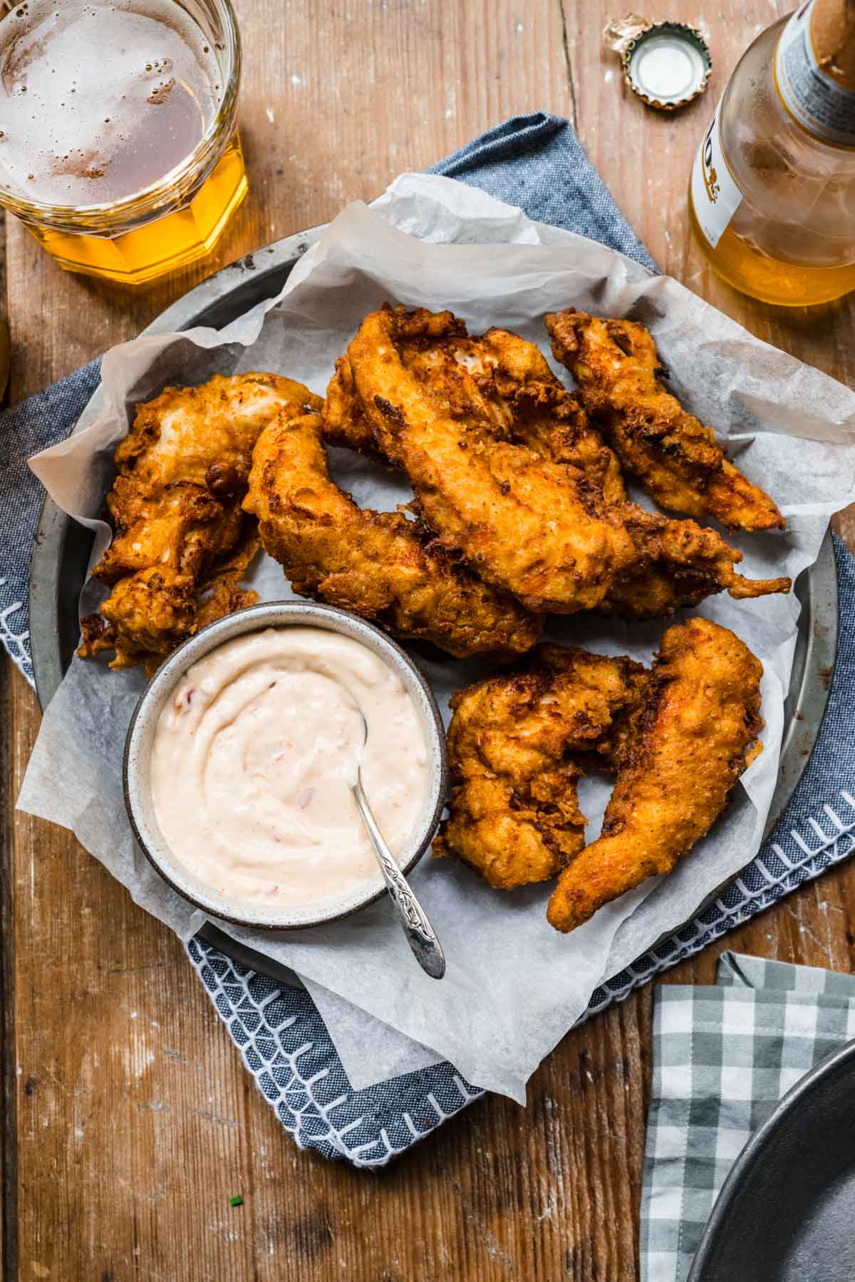 Texas Roadhouse Chicken Critters on serving plate with Cajun Horseradish sauce