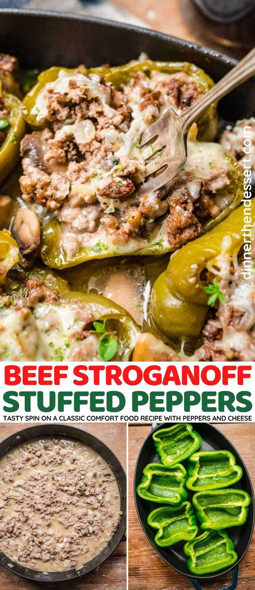 Beef Stroganoff Stuffed Peppers collage