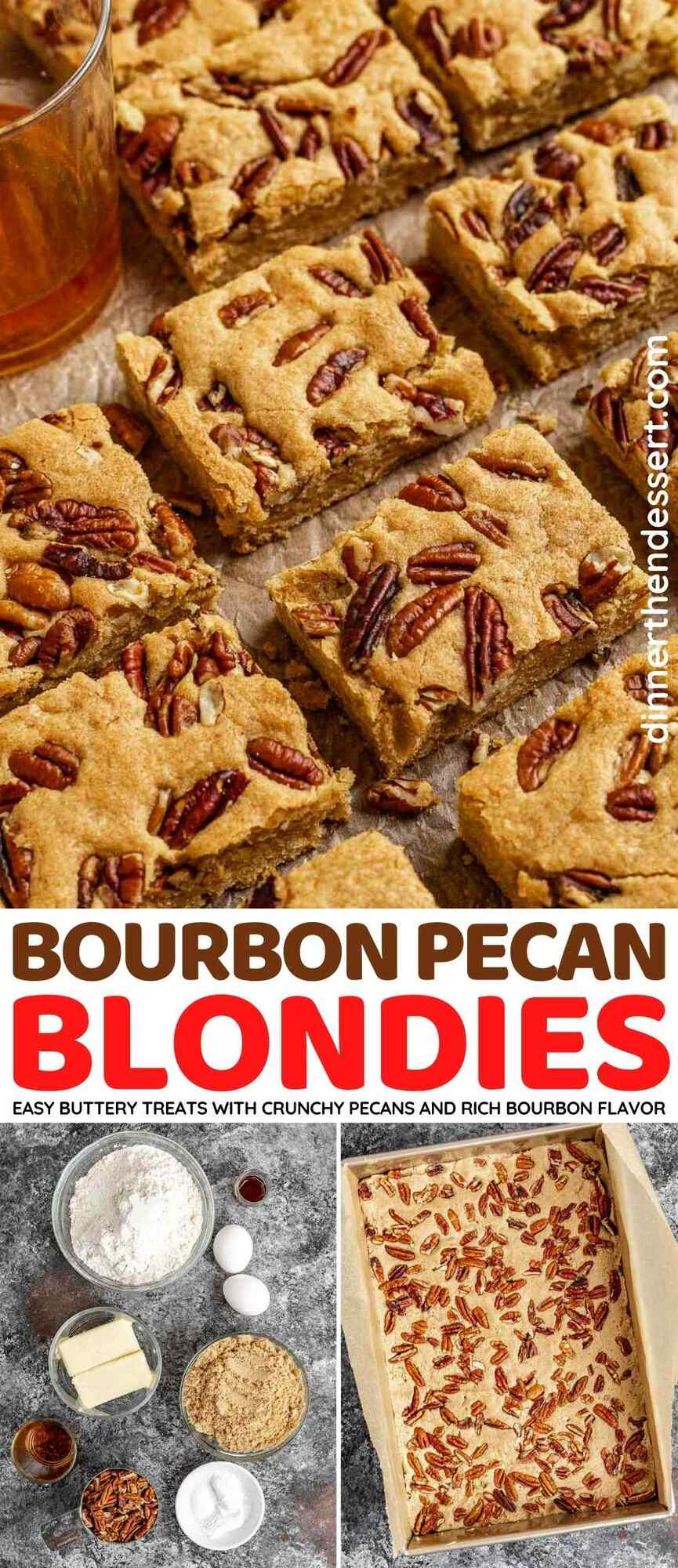 Bourbon Pecan Blondies collage