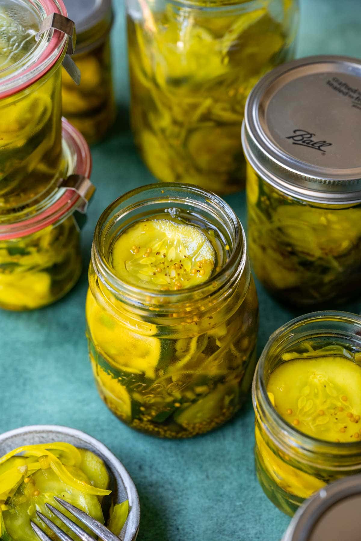Bread and Butter Pickles in jar