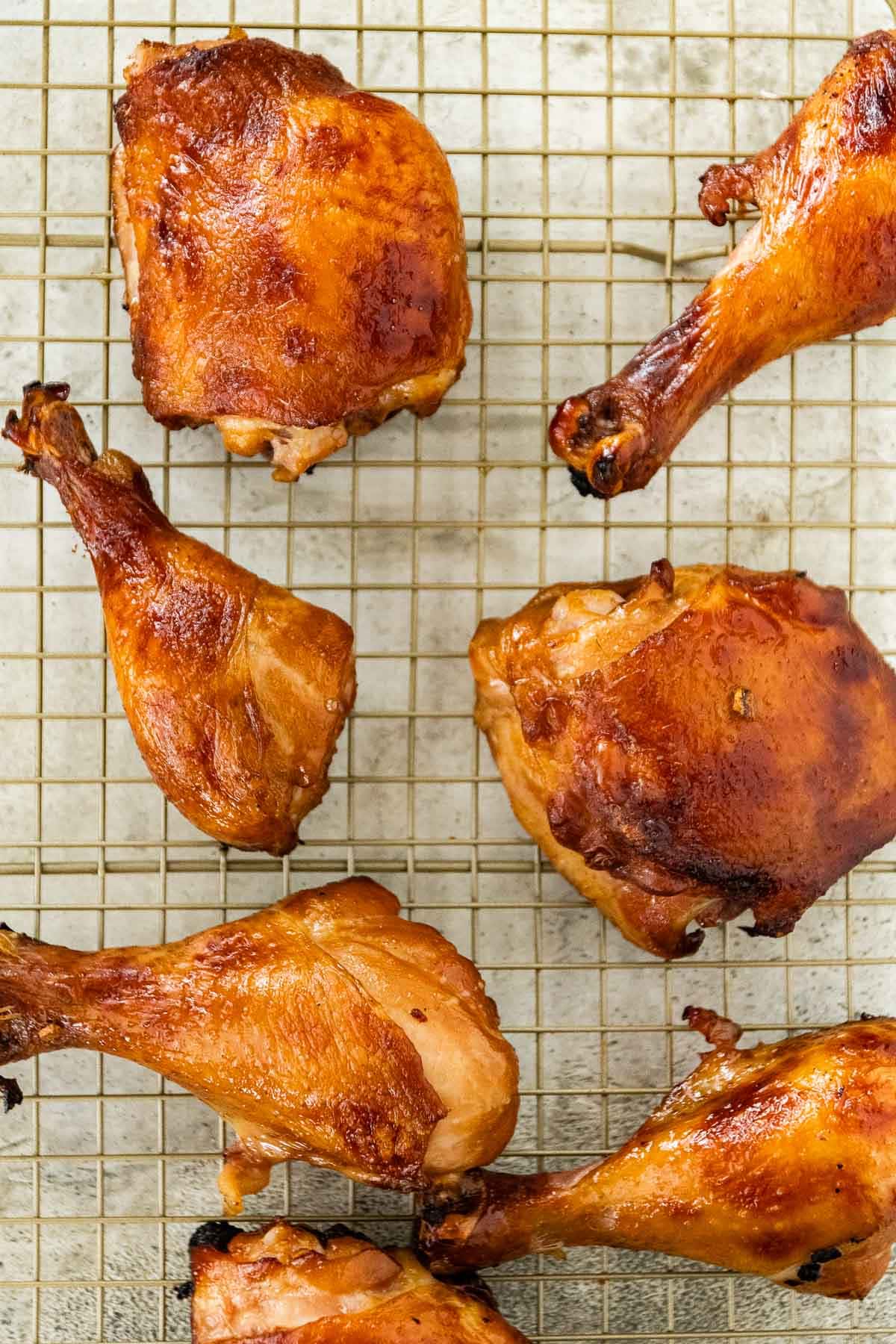 Brown Sugar Chicken Brine chicken on cooling rack