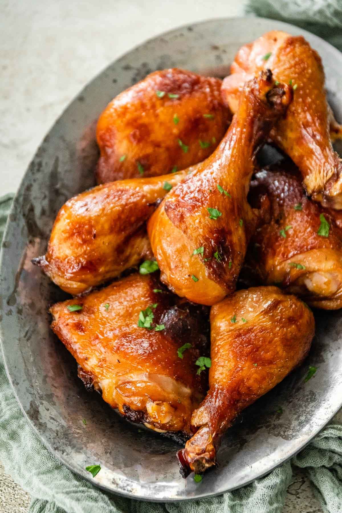 Brown Sugar Chicken Brine chicken on serving platter