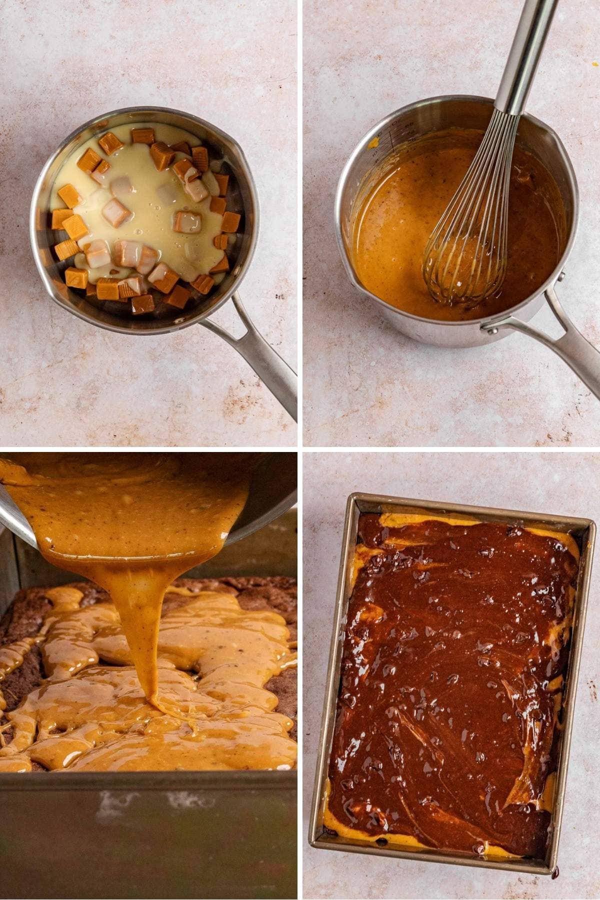 Caramel Stuffed Brownies collage