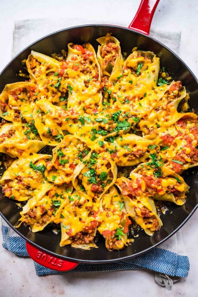 Easy Cheesy Fajita Stuffed Shells Recipe Dinner, then Dessert