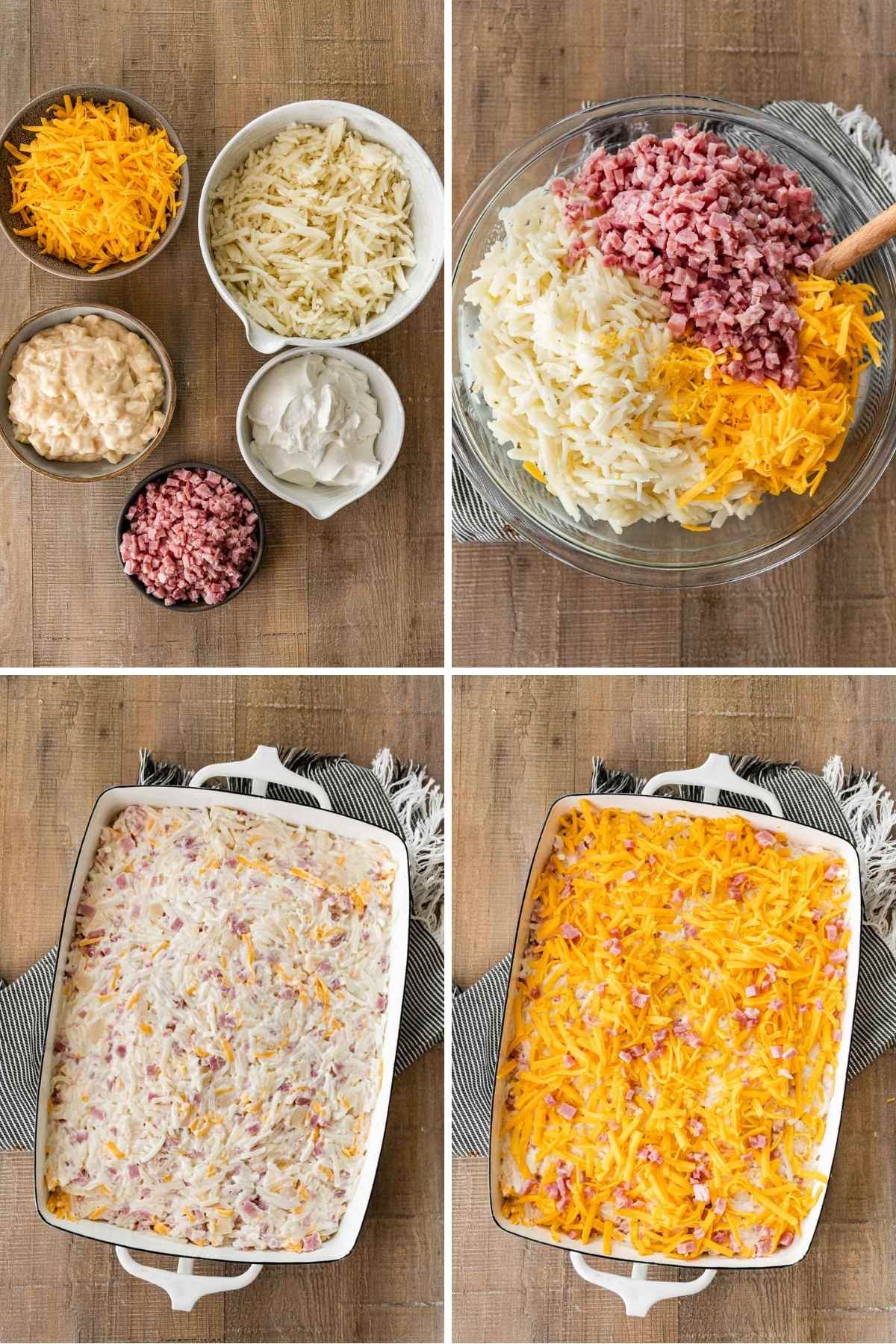 Cheesy Ham and Hash Brown Casserole collage