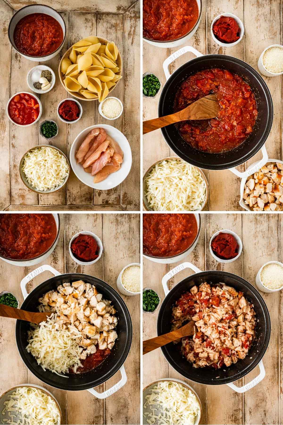 Chicken Parmesan Stuffed Shells collage