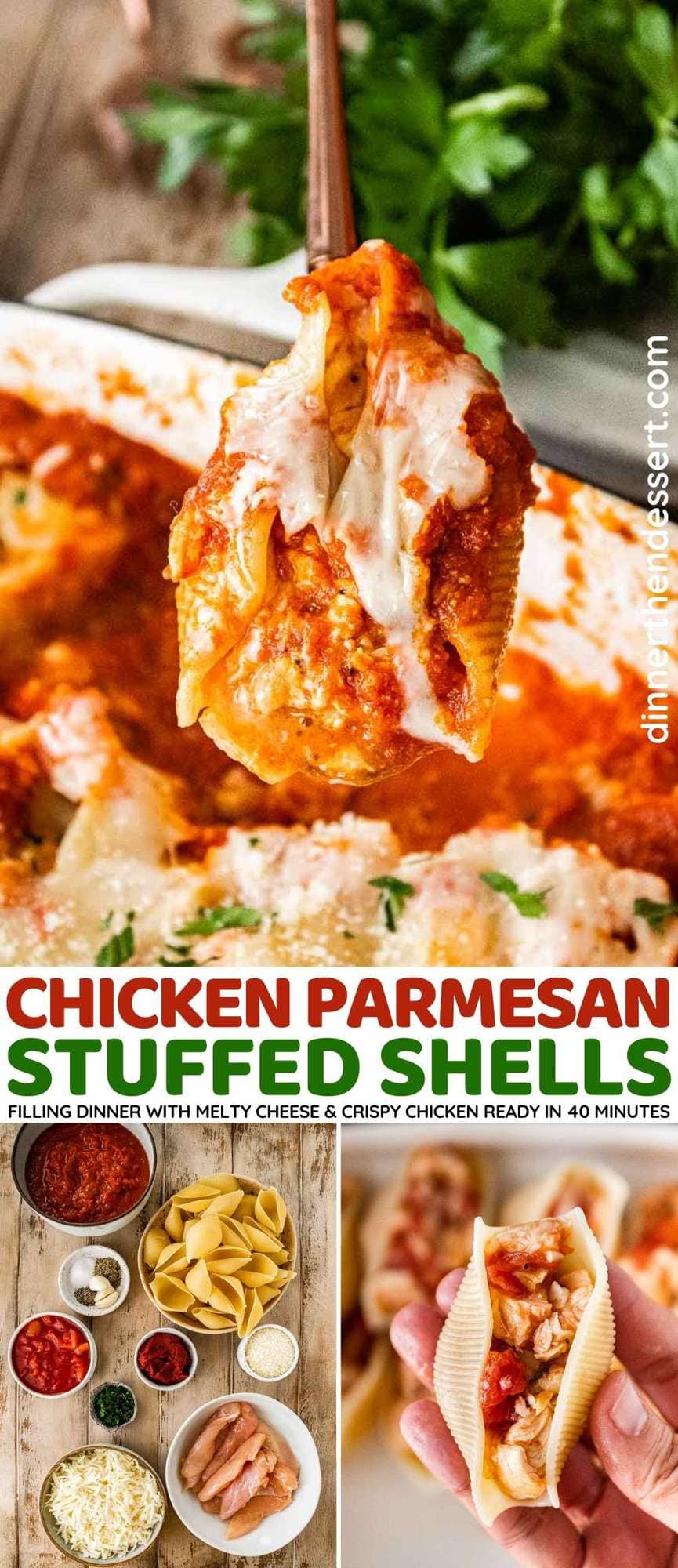 Chicken Parmesan Stuffed Shells collage