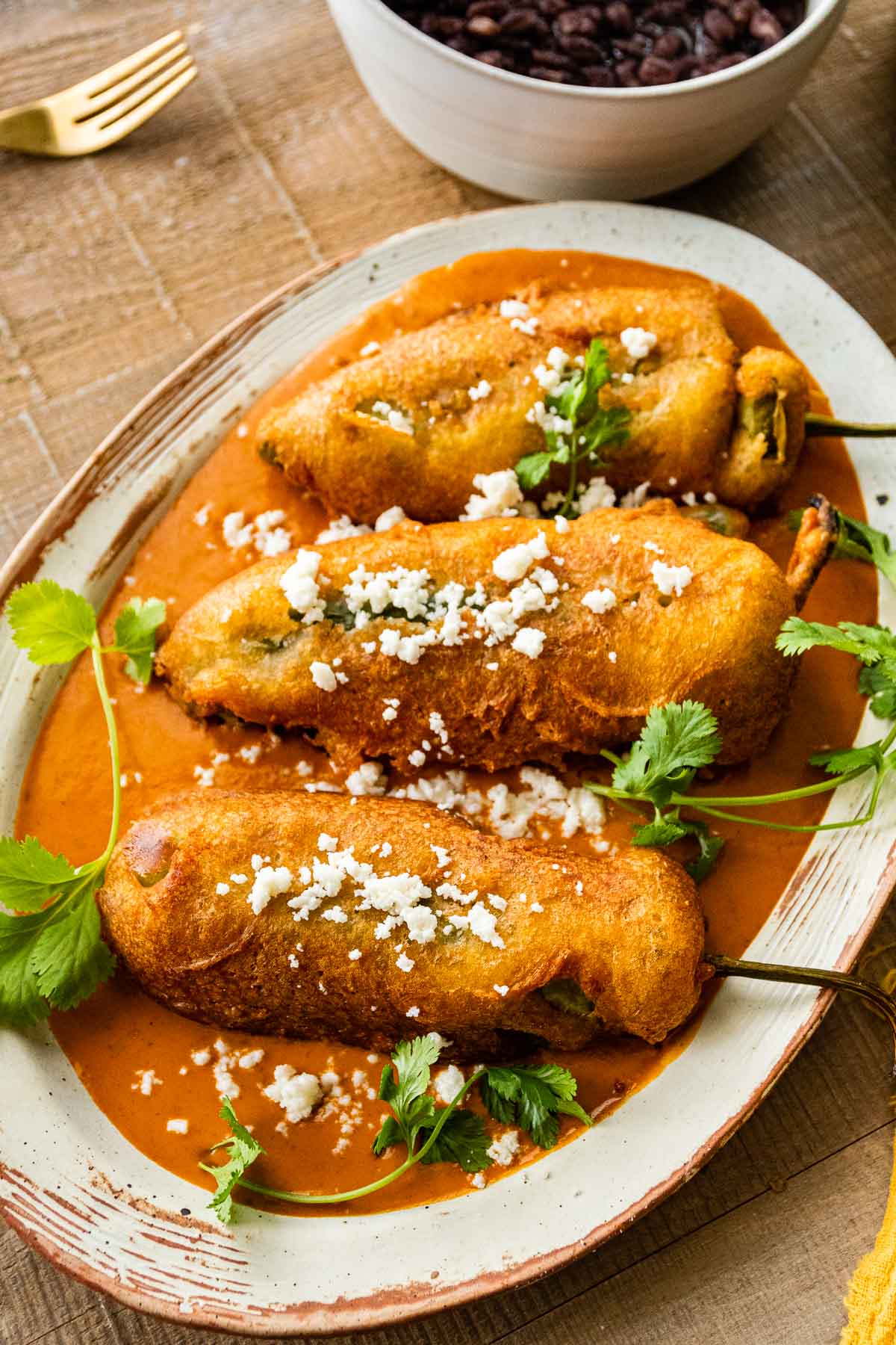 Chile Relleno on serving platter