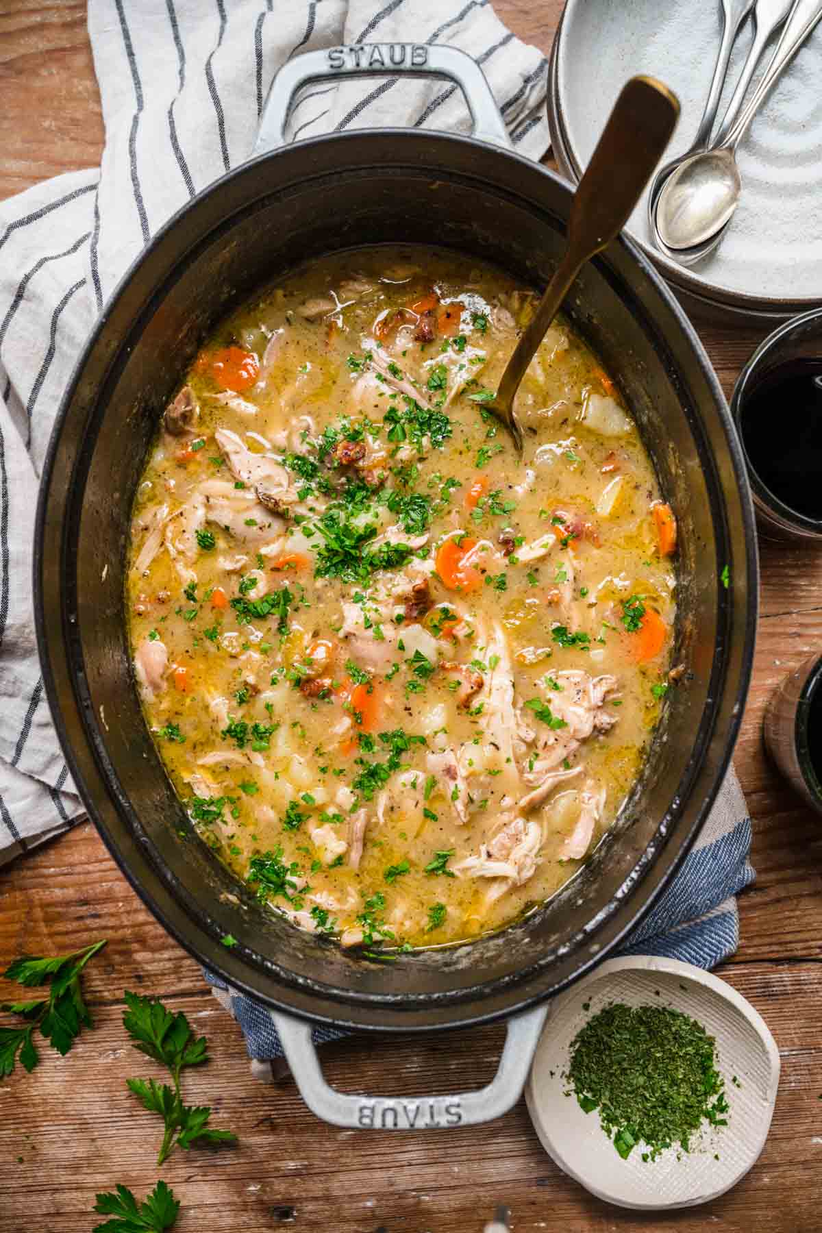 Classic Chicken Stew in cooking pot