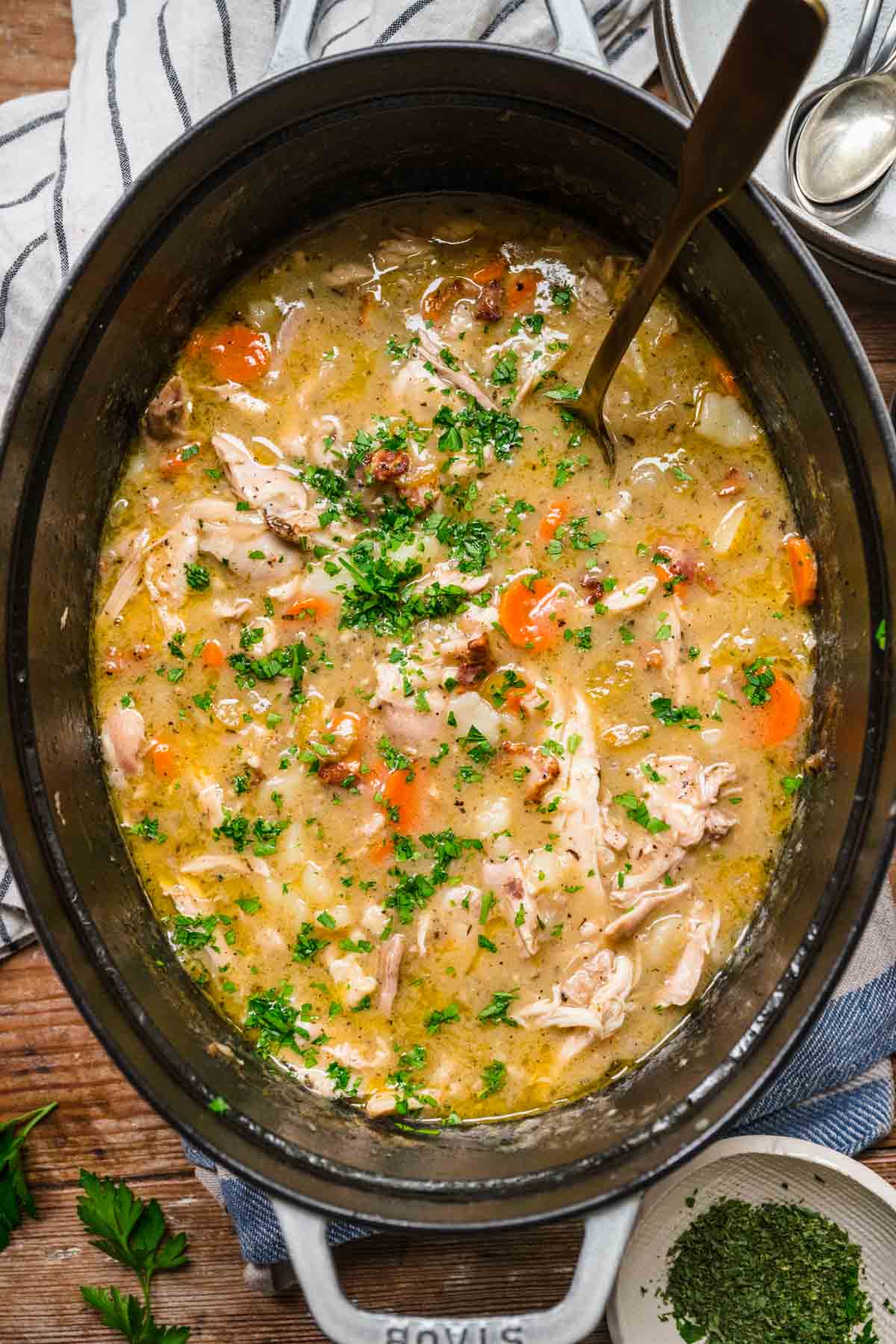 Classic Chicken Stew in cooking pot