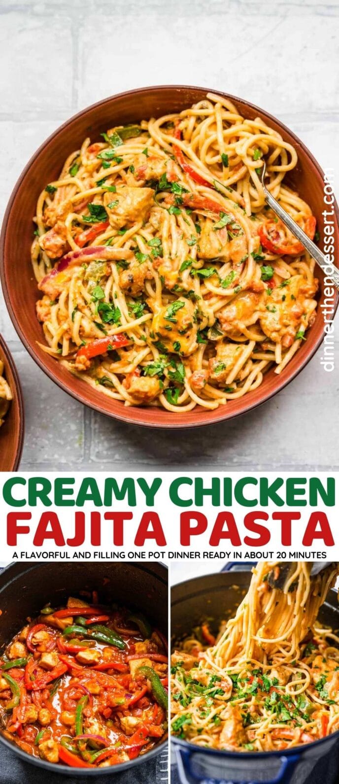 Creamy Chicken Fajita Pasta Recipe - Dinner, then Dessert