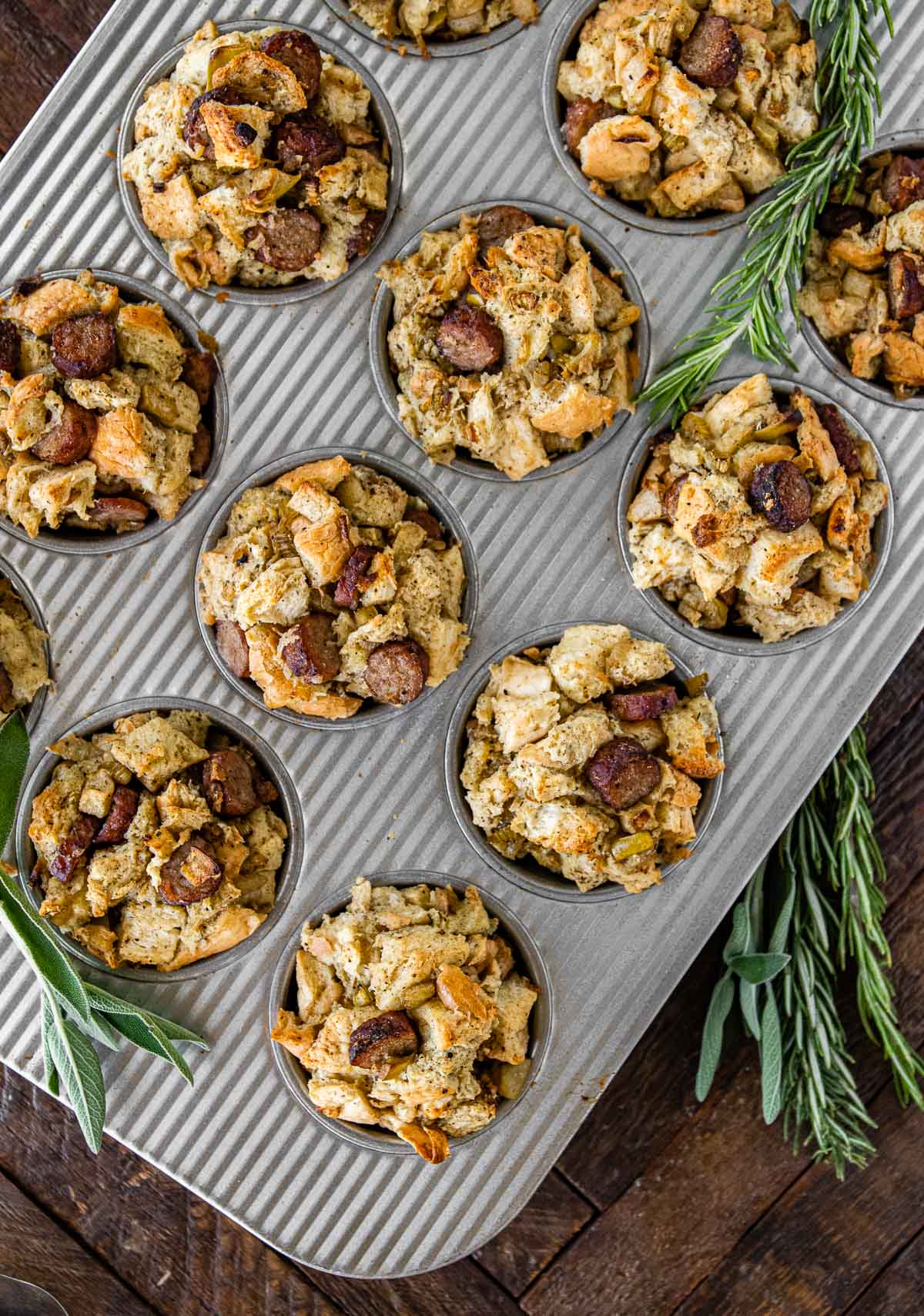 Easy Stuffing Muffins in muffin tin