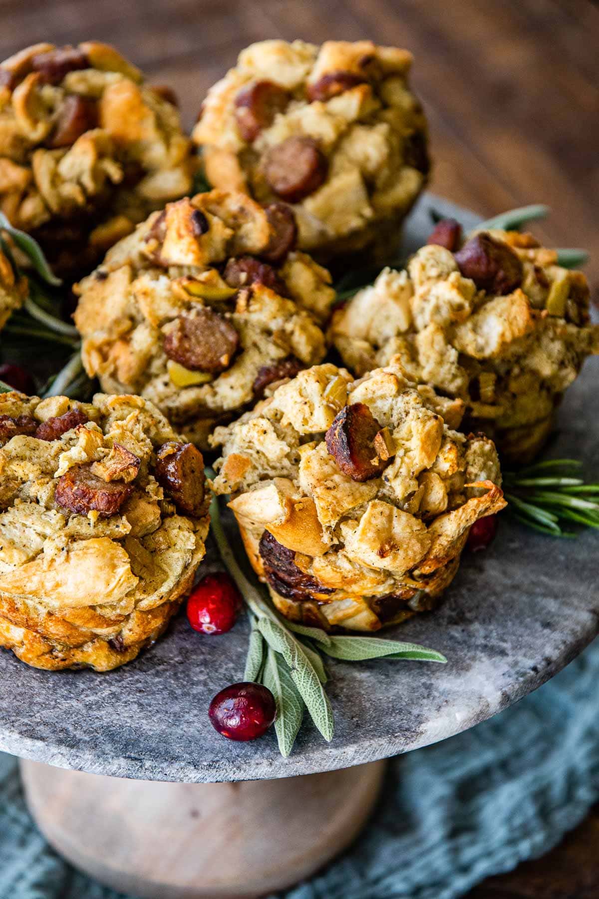 Easy Stuffing Muffins on serving platter