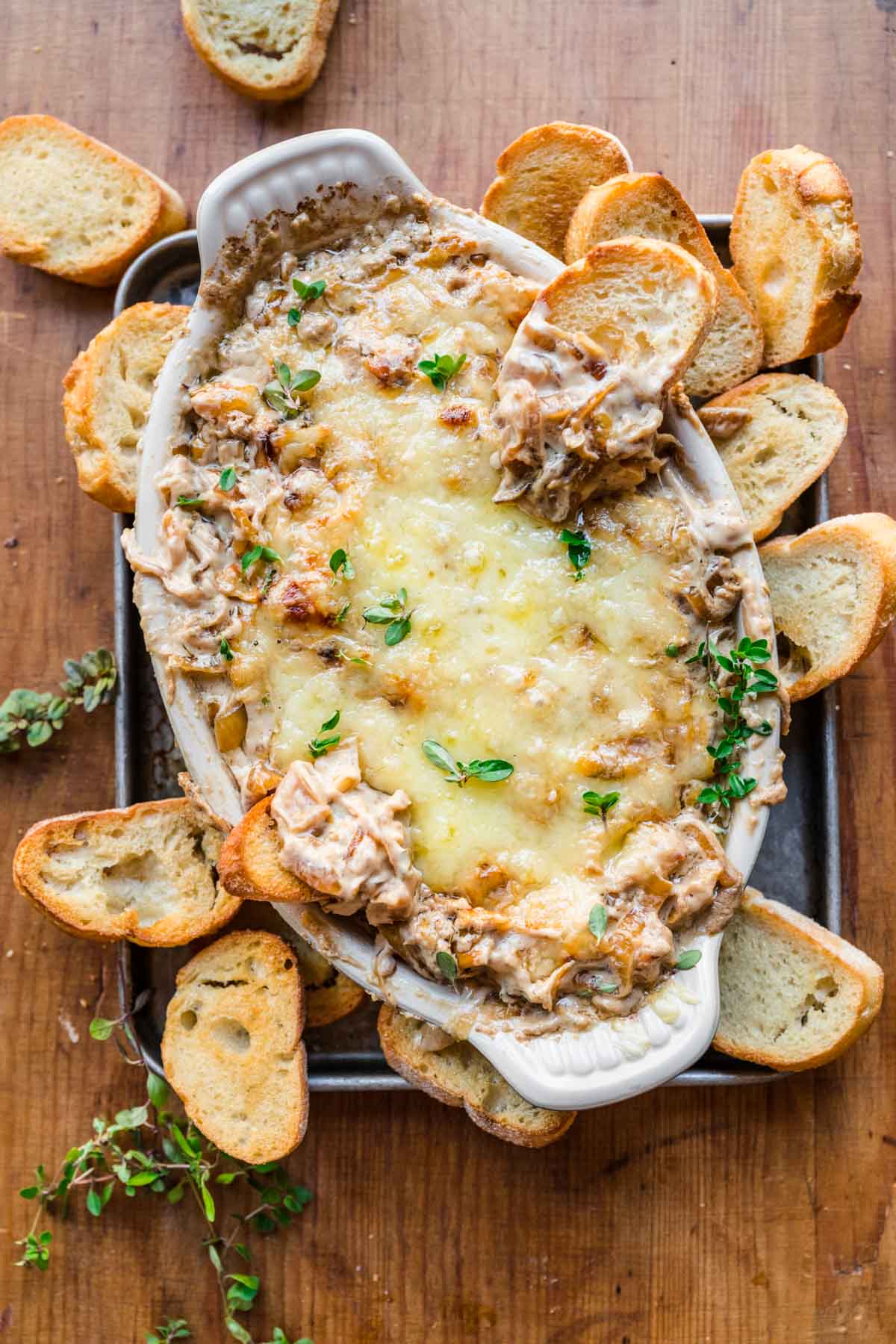 French Onion Soup Dip in serving dish