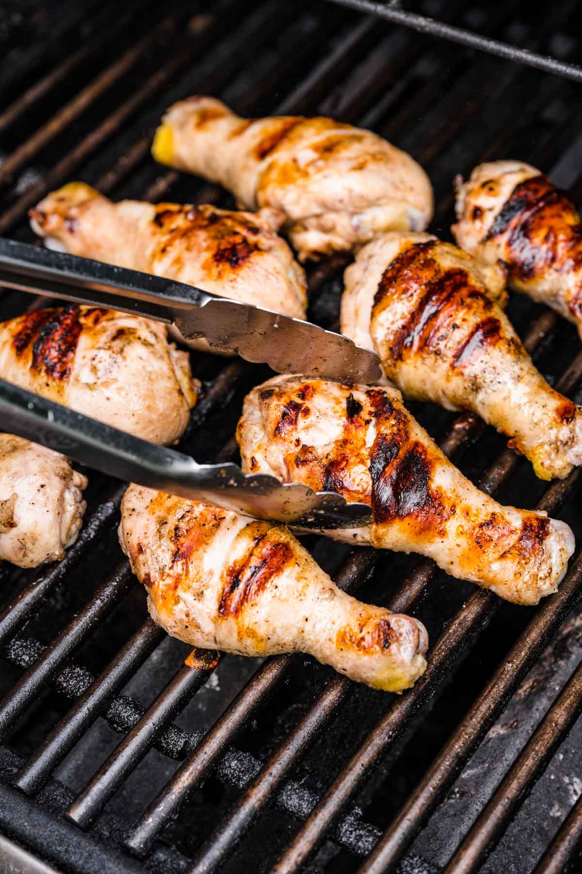 Grilled Drumsticks cooking on grill