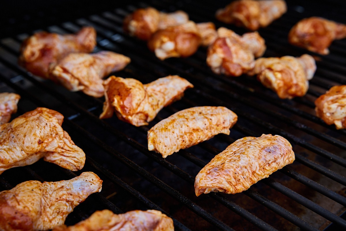 Grilled Chicken Wings cooking on grill