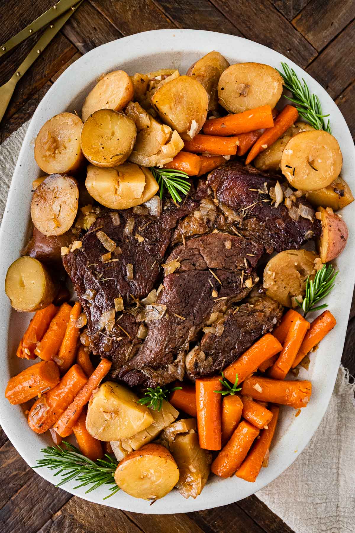 Guinness Pot Roast on serving platter