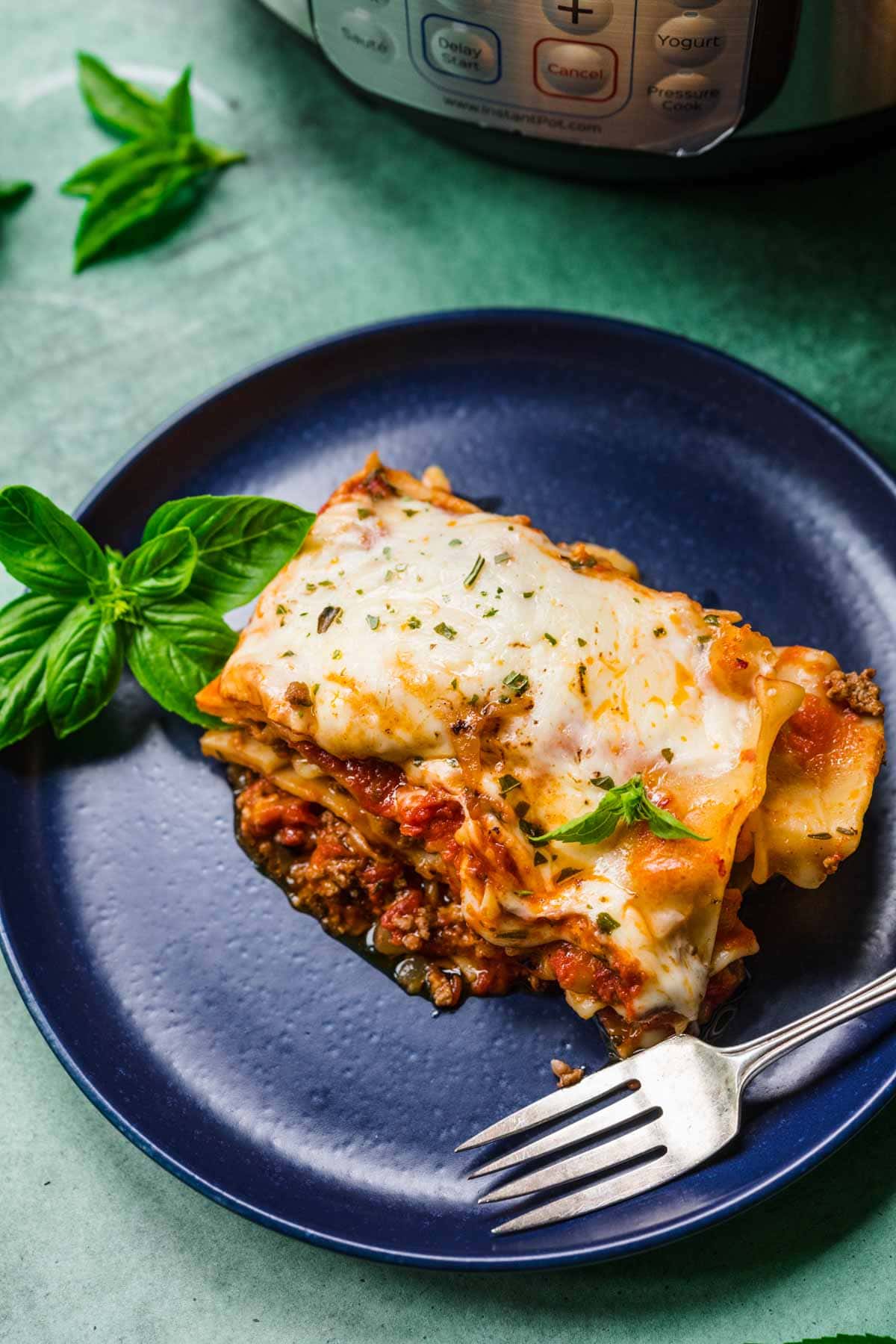 Instant Pot Beef Lasagna on serving plate