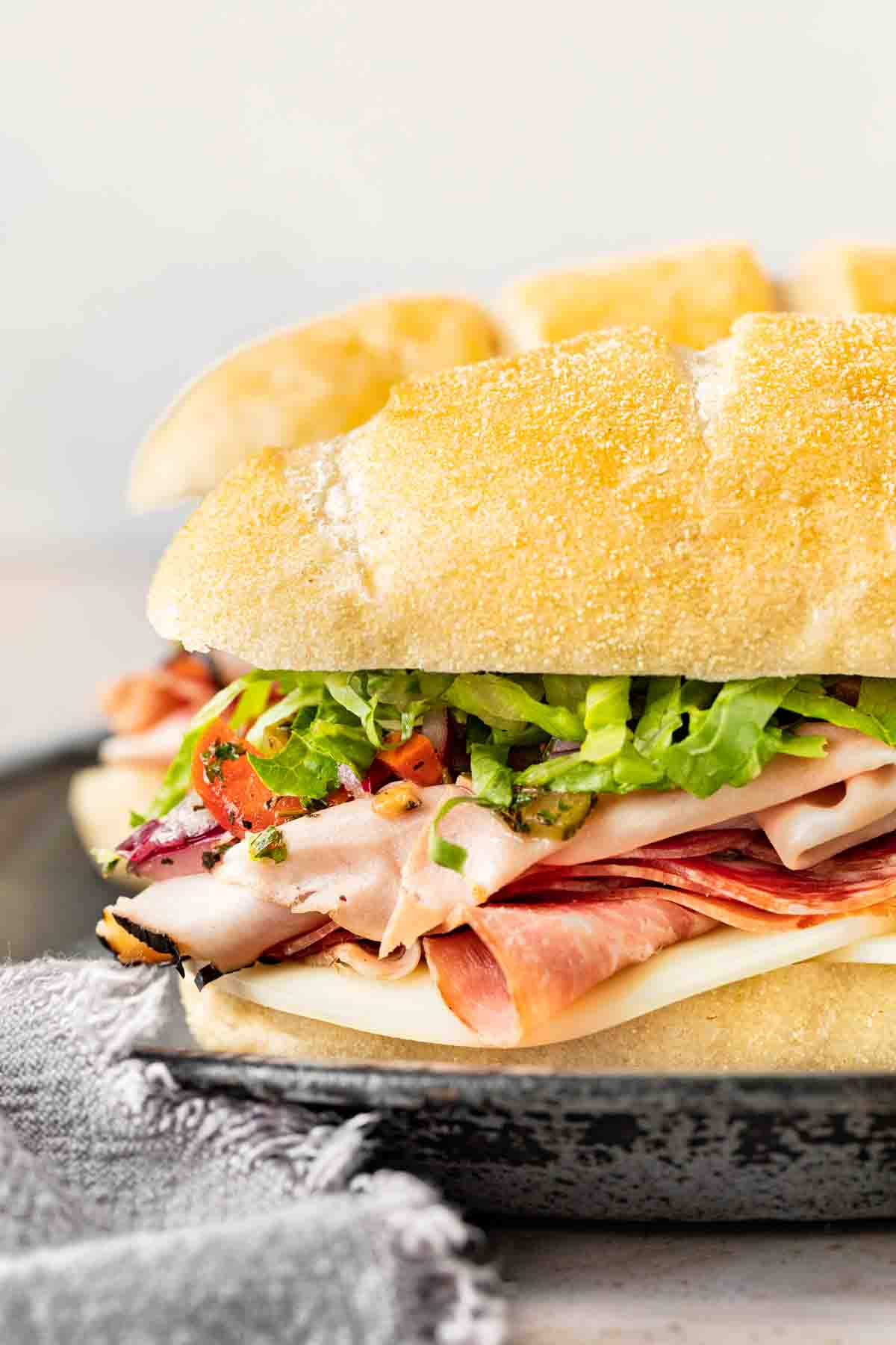 Italian Sub Sandwich on serving plate