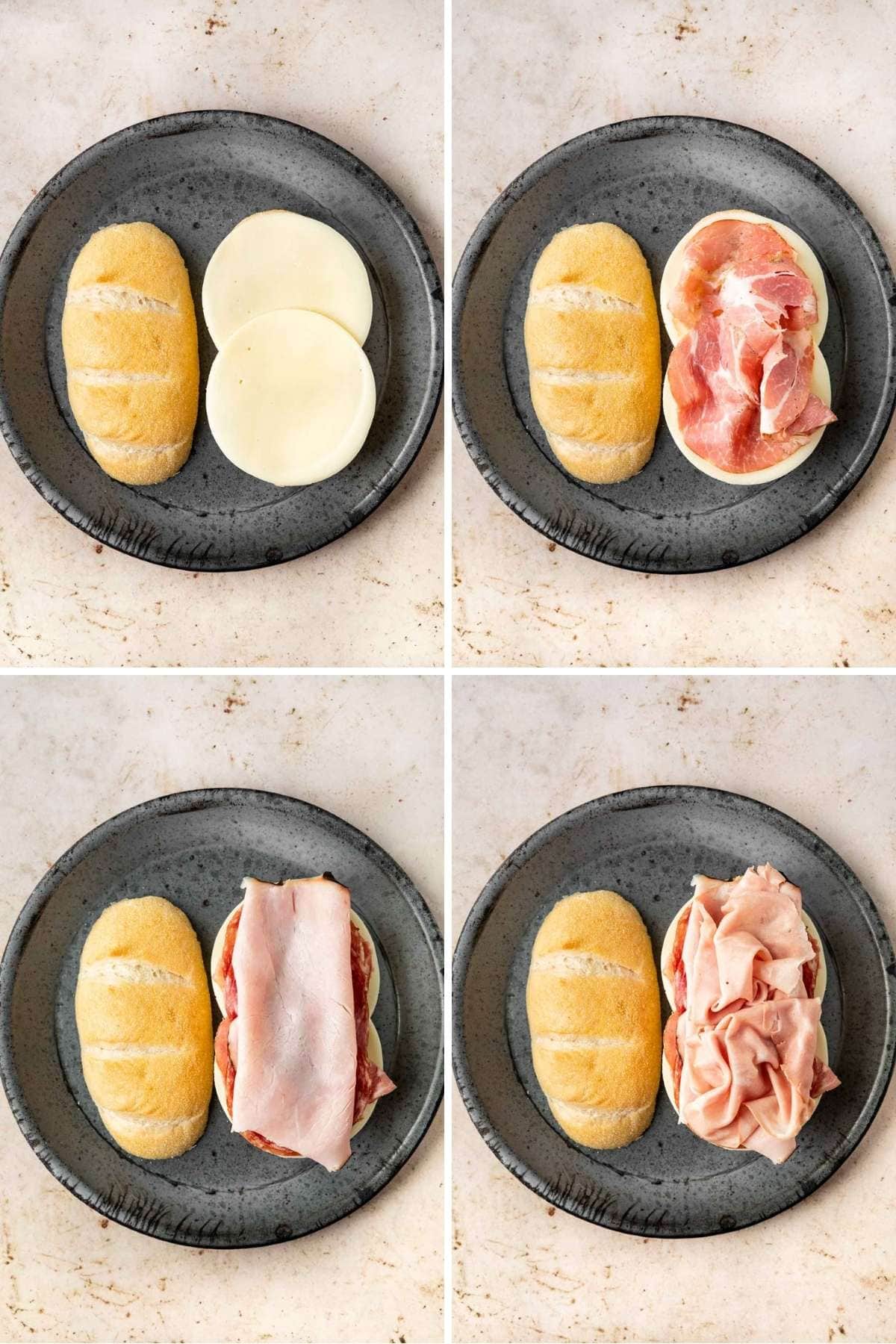 Italian Sub Sandwich collage
