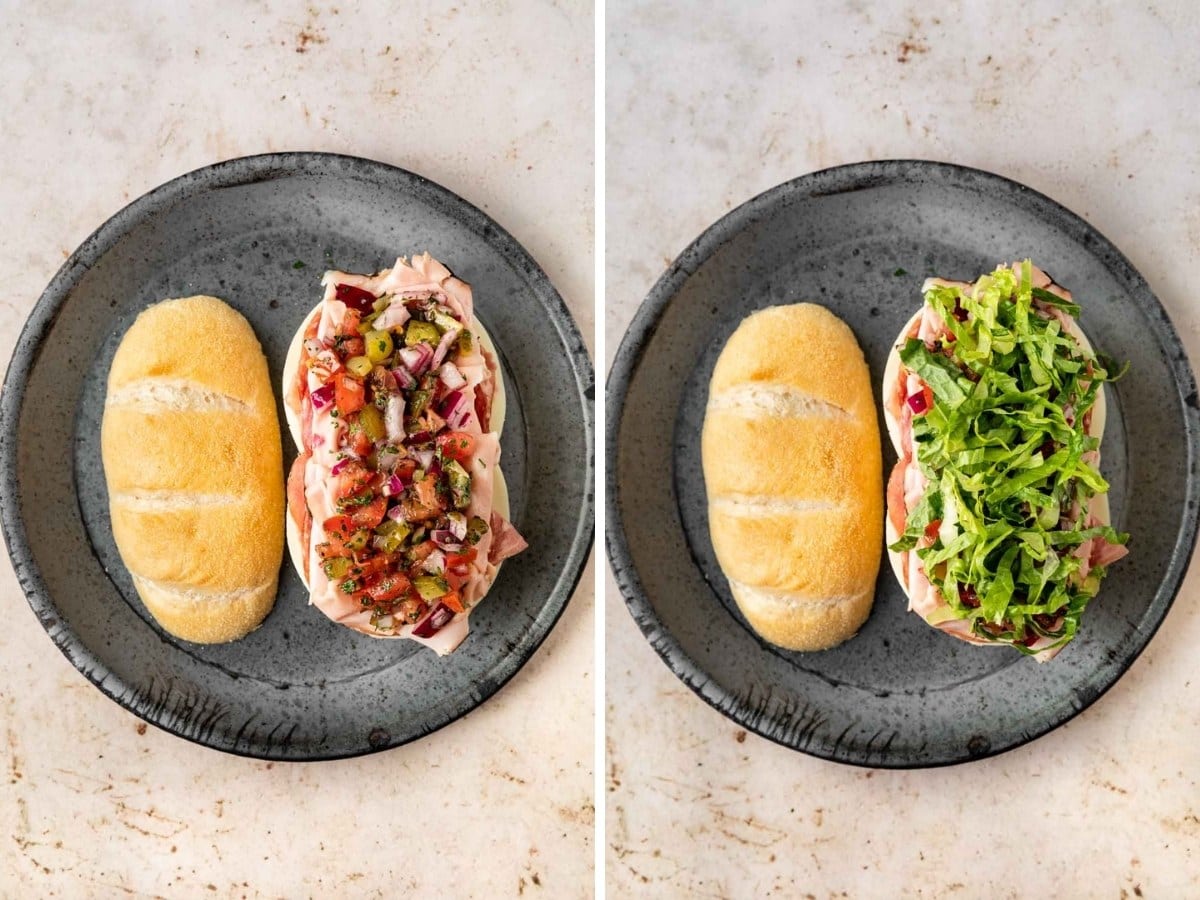 Italian Sub Sandwich collage